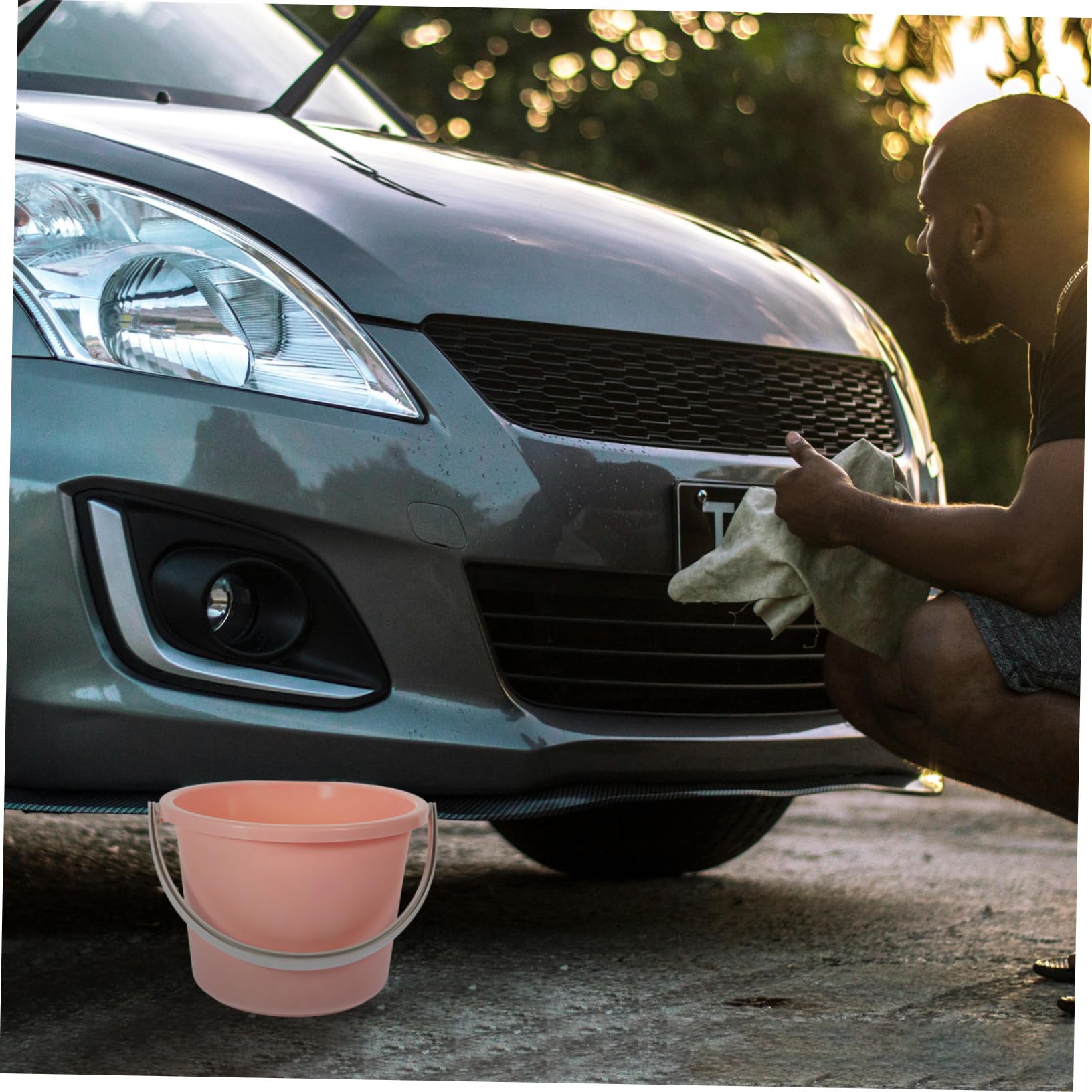 Cubo Plástico Portátil con Asa Antideslizante Capacidad Media para Agua y Lavandería Multifuncional para Hogar Lavado y Almacenamiento Color Rosa