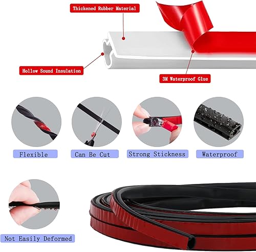 Miniatura 3 de Tira de sellado de goma de 23 pies para puerta y ventana, sello de respaldo autoadhesivo con gran espacio (de 110 pulgadas a 1150 pulgadas), tira de