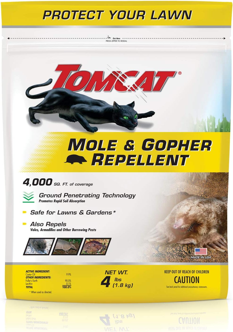 Mole & Gopher Repellent Granules, Safe for Lawn and Garden, Formulated with Castor Oil, 4 lbs.