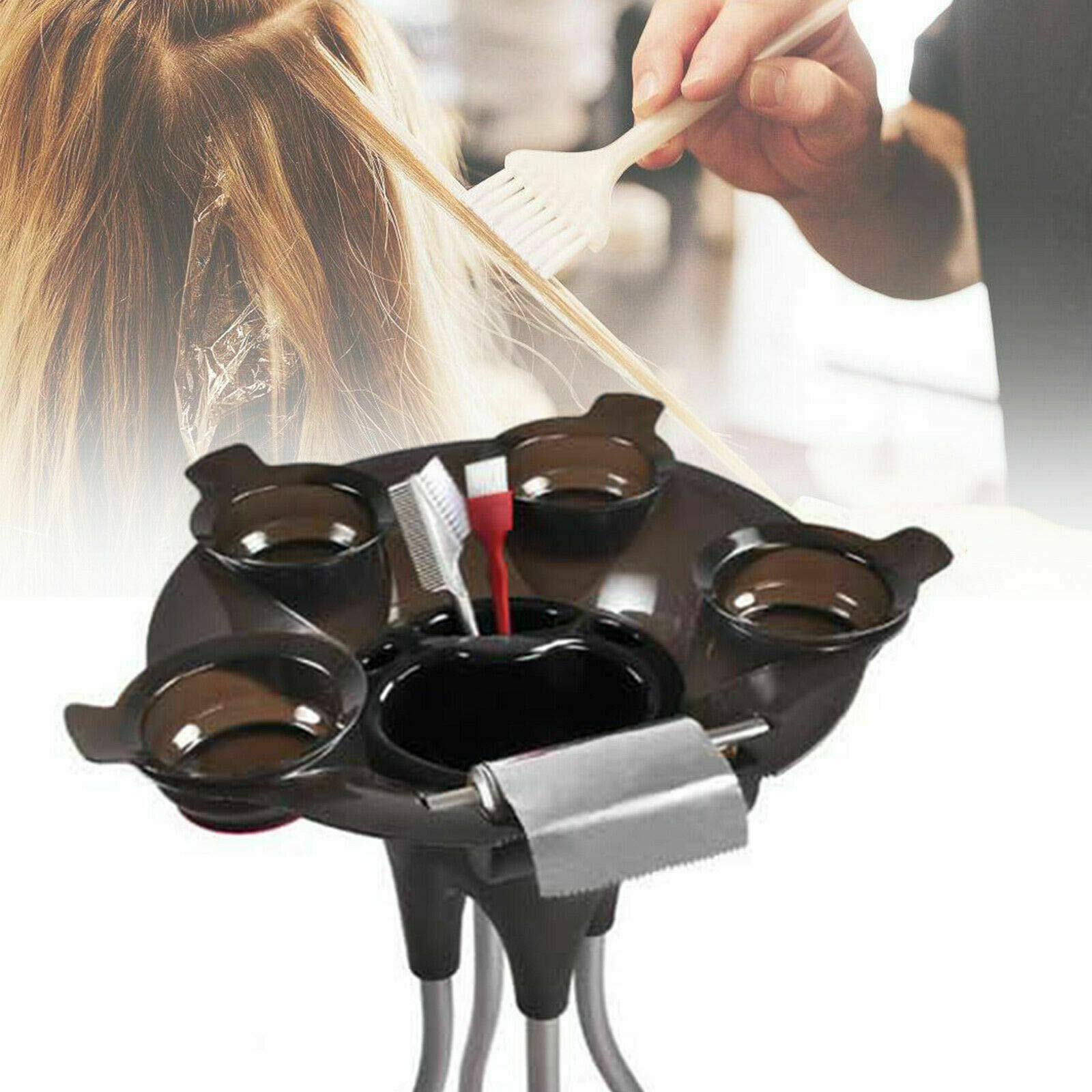 OUKANING 5 Kg Carrello Parrucchiere Portatile Di 4 Ciotole Coloranti, Nero, Ferro + ABS