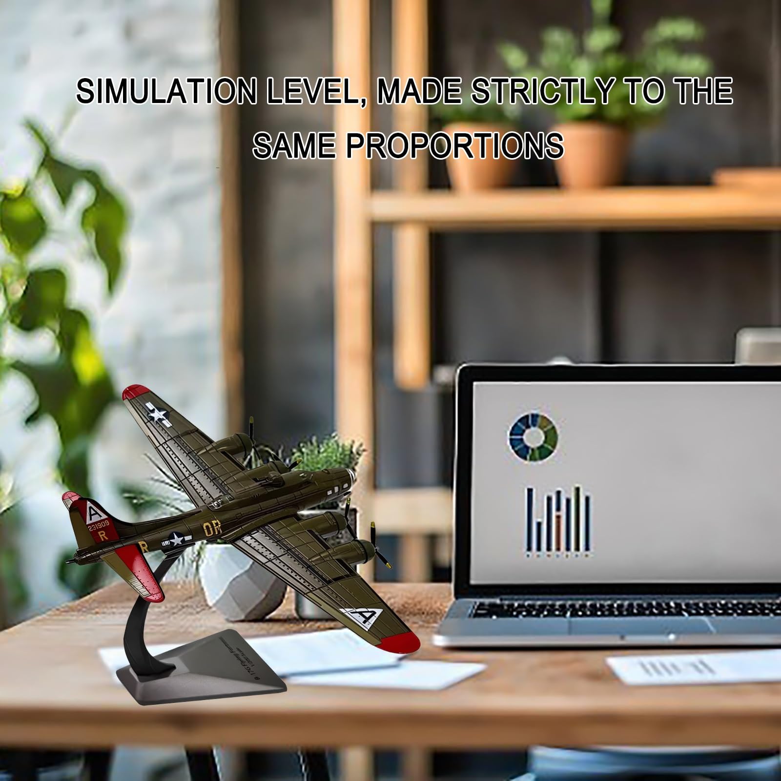 Modello aereo bombardamento militare in lega pressofusa B-17G scala 1:200, dettagli alta precisione, lega zinco antiruggine, parti mobili for collezionisti, display, regalo educativo