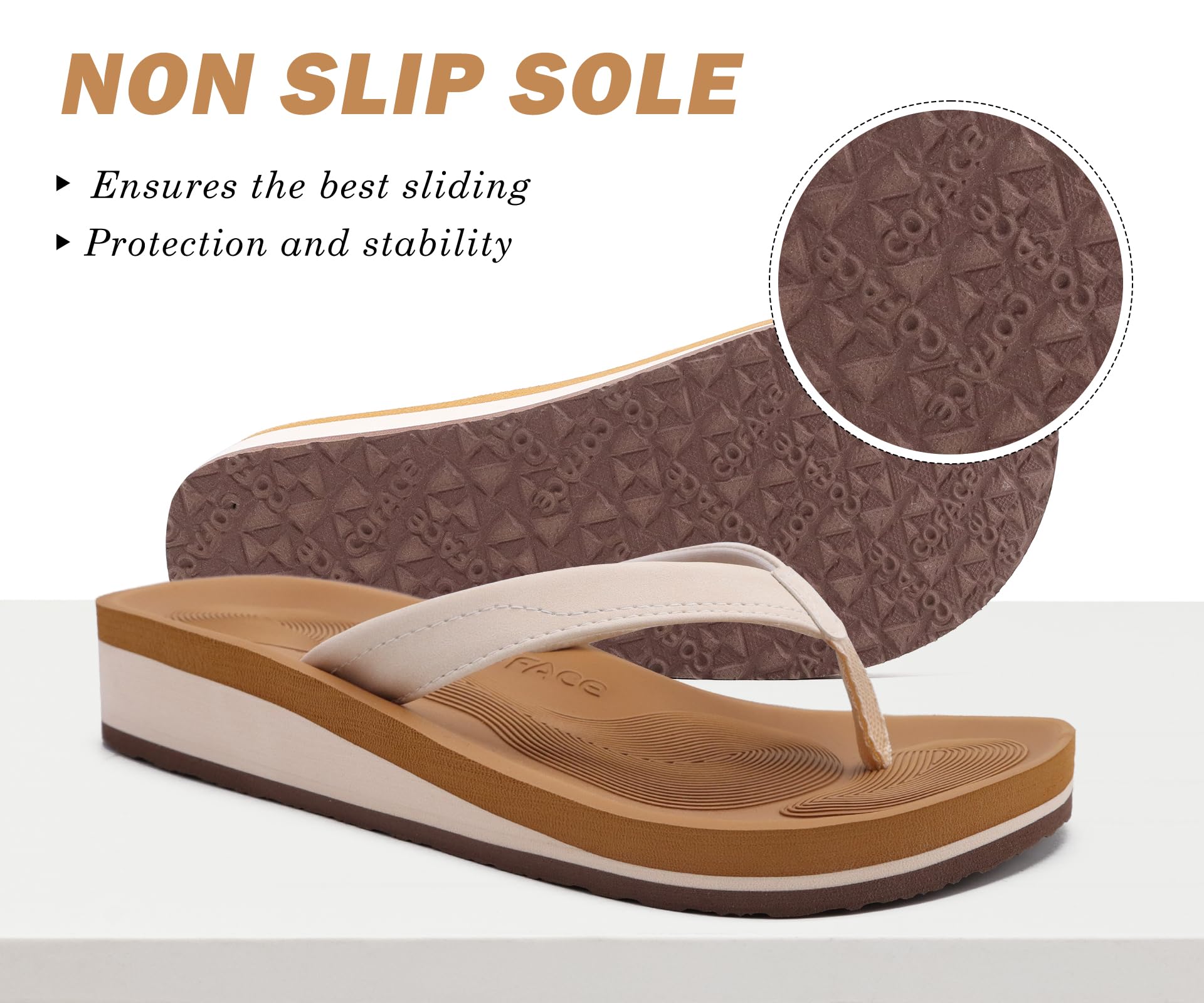 COFACE Infradito Donna Eleganti Sandali in Pelle Moda Infradito con Zeppa Alta per Estate Mare Spiaggia e Piscina