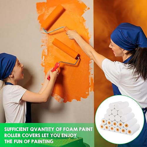 Miniatura 6 de 100 unidades de rodillo de pintura de espuma de 4 pulgadas, rodillo de espuma de alta densidad, mini rodillo de pintura, herramienta de bordeadora