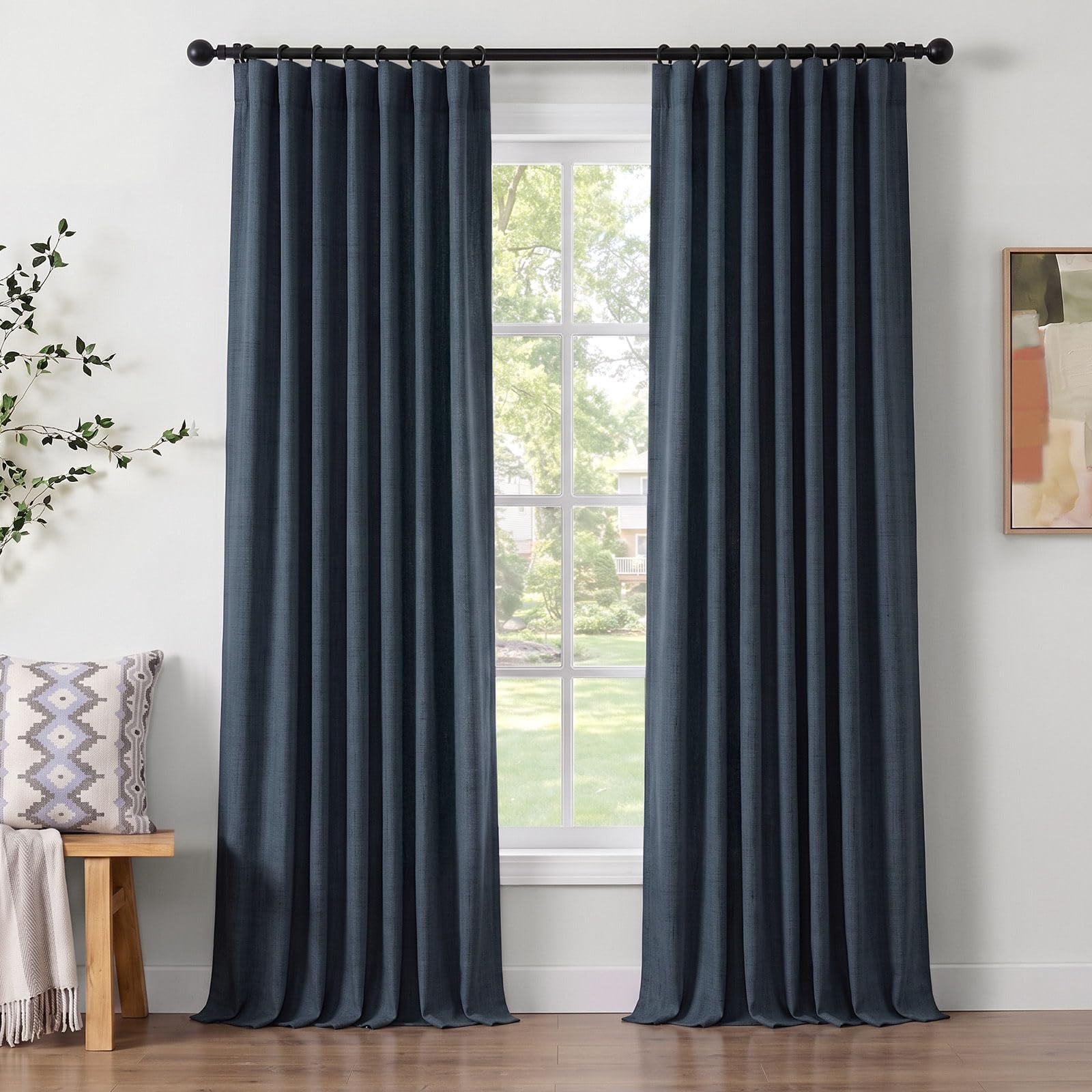 INOVADAY 100% Blackout Curtains for Bedroom Black Out Curtains 96 Inch Long