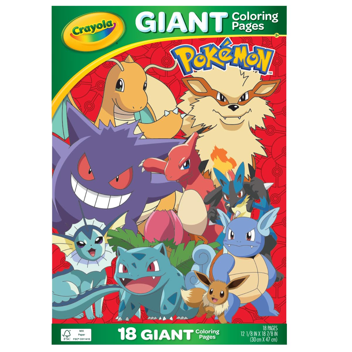 CRAYOLA Pokémon Giant Coloring Pages | 18 Pages of Pokémon Colouring Fun with Pikachu & Friends! | Pokemon Colouring Book for Ages 3+