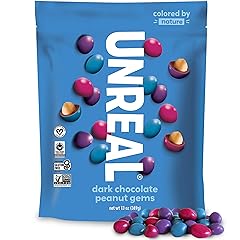 Unreal Dark Chocolate Peanut Gems | Vegan with Colors from Nature | Fair Trade, Non-GMO, Gluten Free Ingredients | No Sugar Alcohols or Soy, 13oz, 1 Bag