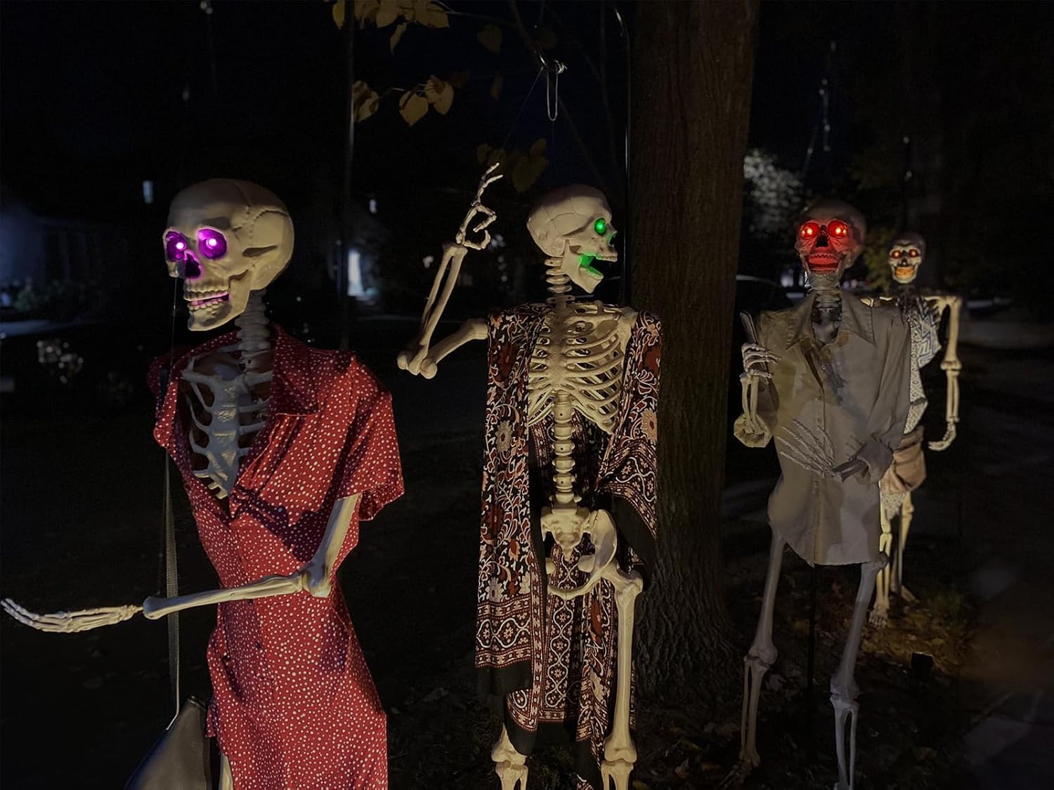 4PCS LED Red Glowing Eyes for Halloween Mask Light up Skeleton Eyes with Timer - Image 4