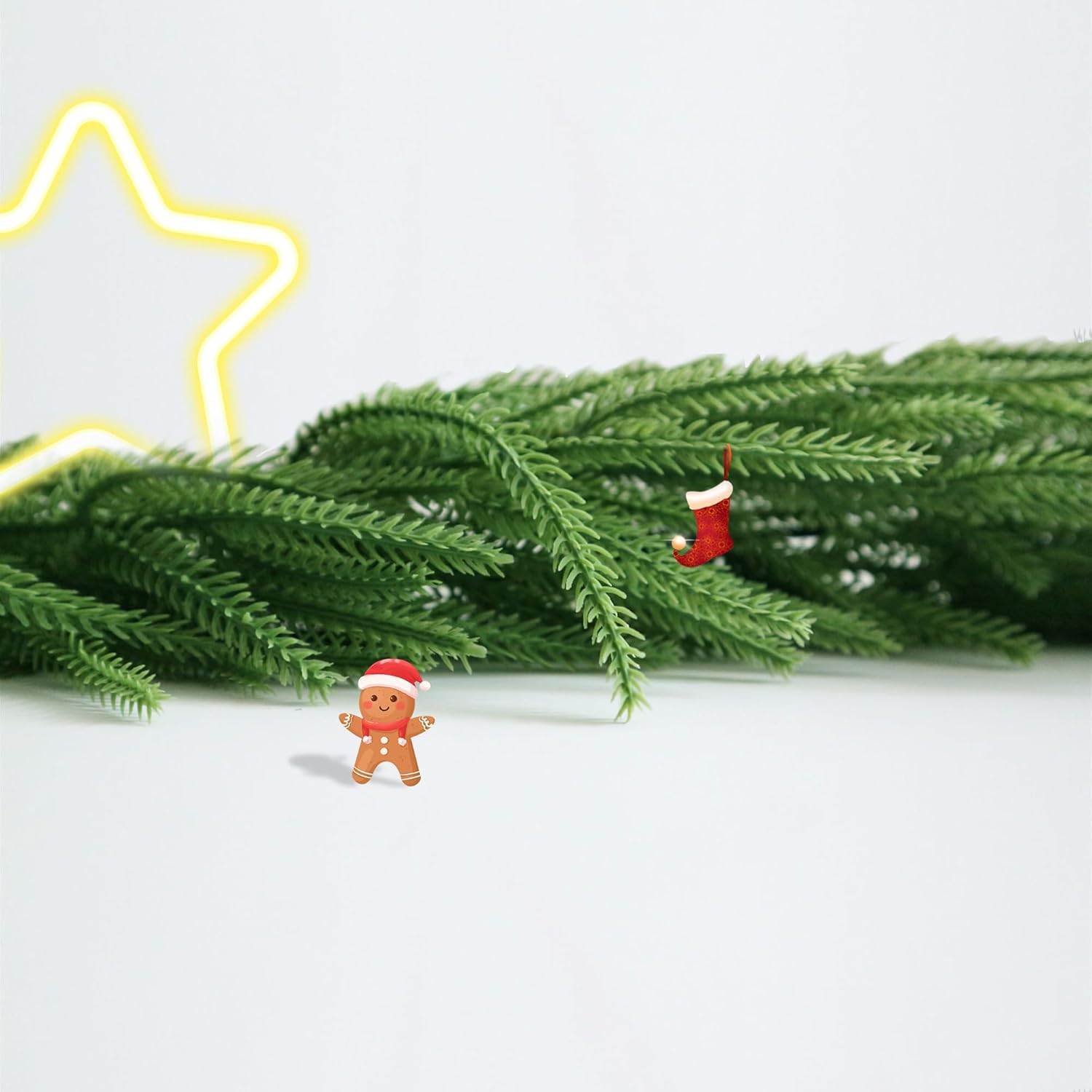 SUNWISHA Artificial Norfolk Pine Garland with Bells - 6FT Real Touch Christmas Greenery, Velvety-Soft Needles for Mantle, Tree & Indoor/Outdoor Holiday Decor - Image 7