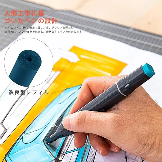 Amazon マッキーペン セット 30色 スタント付き アートマーカー マッキー 油性 マジック イラストマーカー イラスト 手作りアルバム 手帳 イラスト 色塗り ふでタイプ 筆 太字 両用 鮮やか 油性 文房具 オフィス用品