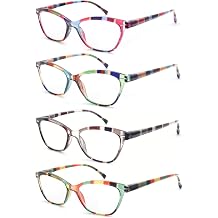 Reading Glasses Women Blue Light Blocking Lightweight Readers Anti Blue Ray Cheaters Glasses Spring Hinges 4 Pack