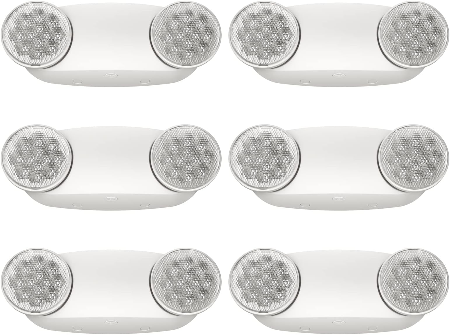 6 Packs Emergency Lights for Business, with Battery Backup,Hard Wired, UL 924 Certified,AC 120/277V,Two Head Adjustable LED Emergency Lighting.