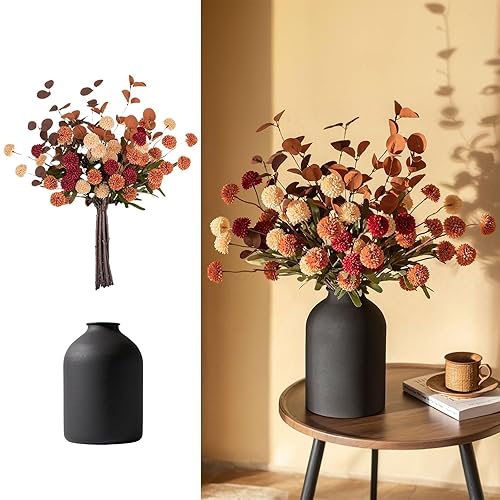 BLOSMON Flower Centerpiece Table Decorations: Metal Vase with 12 Stems
