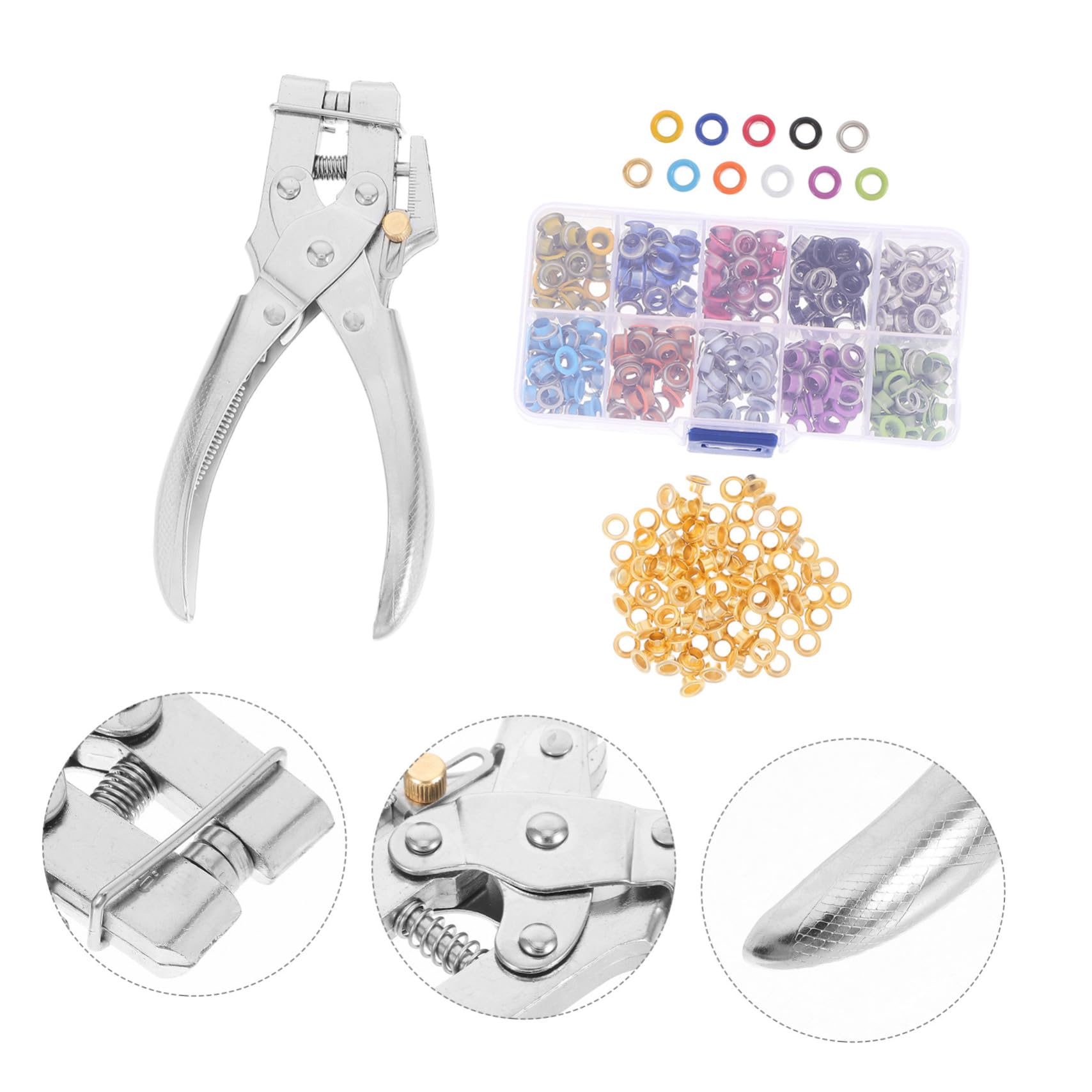 Kit Pinza per Occhielli Manuale in Ferro, 401 Pezzi, con Scatola Portaoggetti, per Tessuti, Teloni e Scatole, Leggero e Portatile