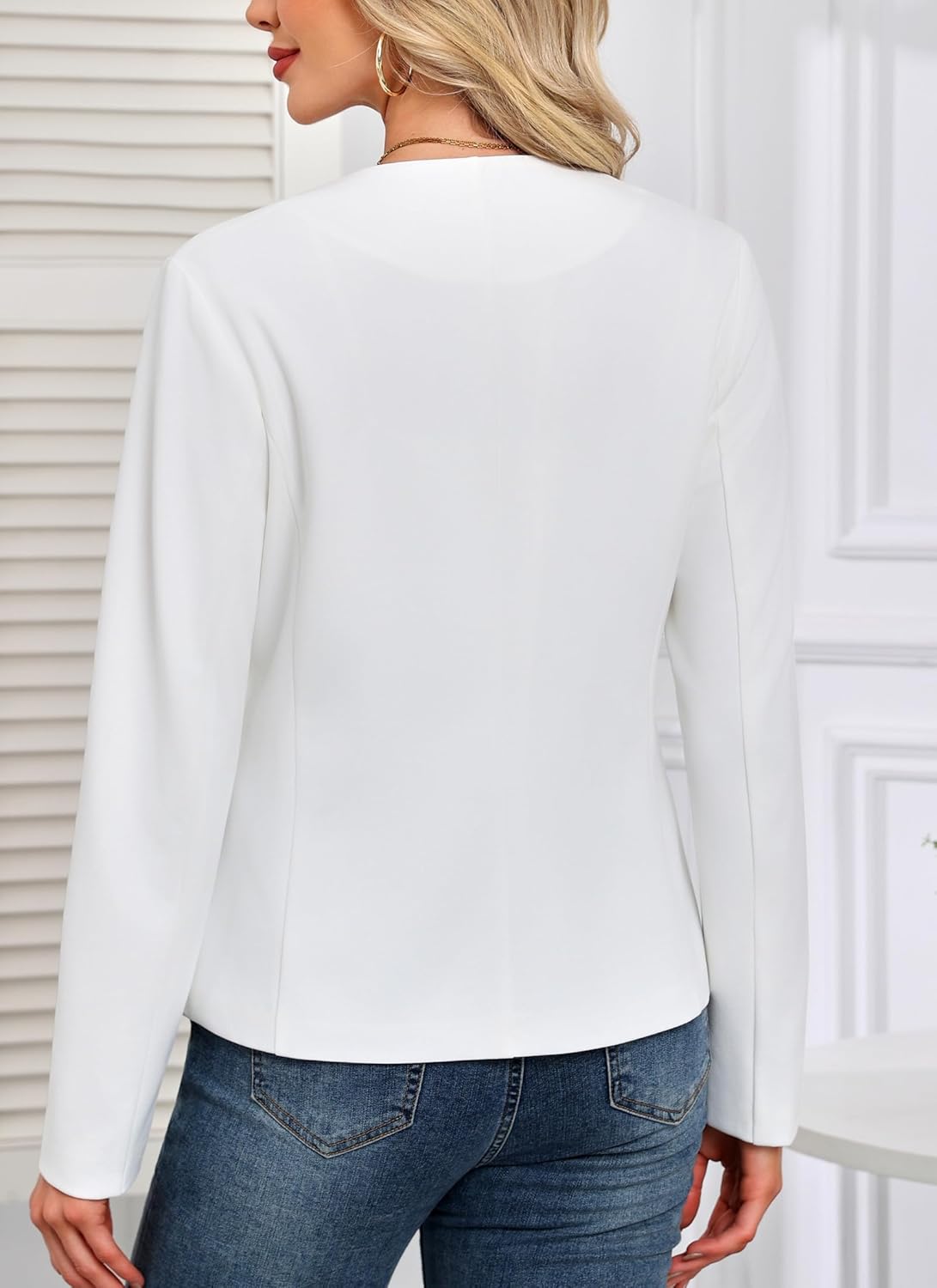 AGSEEM Full Lining Sweater Blazers for Women Open Front Long Sleeve Work Office Suit Jackets Blazer with Pockets