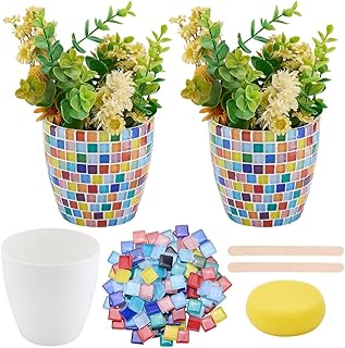 WEBEEDY 2 Sets DIY Vase Mosaic Making Kit Small Flower Vase Mosaic Kit f...