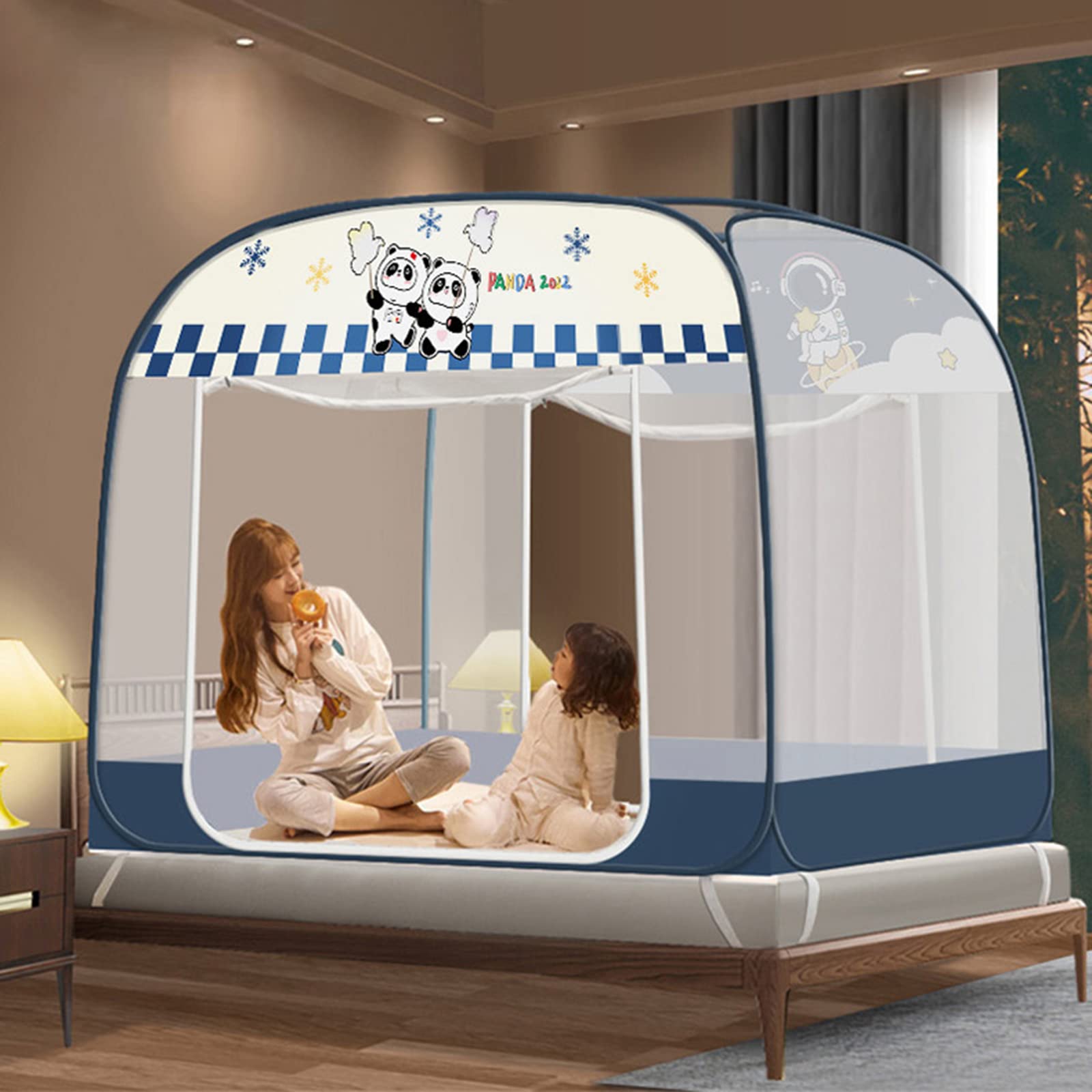 Zanzariera Per Letto A Baldacchino Pieghevole Tenda Da Campeggio Per Zanzariera A Doppia Porta Con Fondo Facile Da Installare Per La Camera Da Letto Viaggi In Campeggio All'aperto (C,150*200*165)
