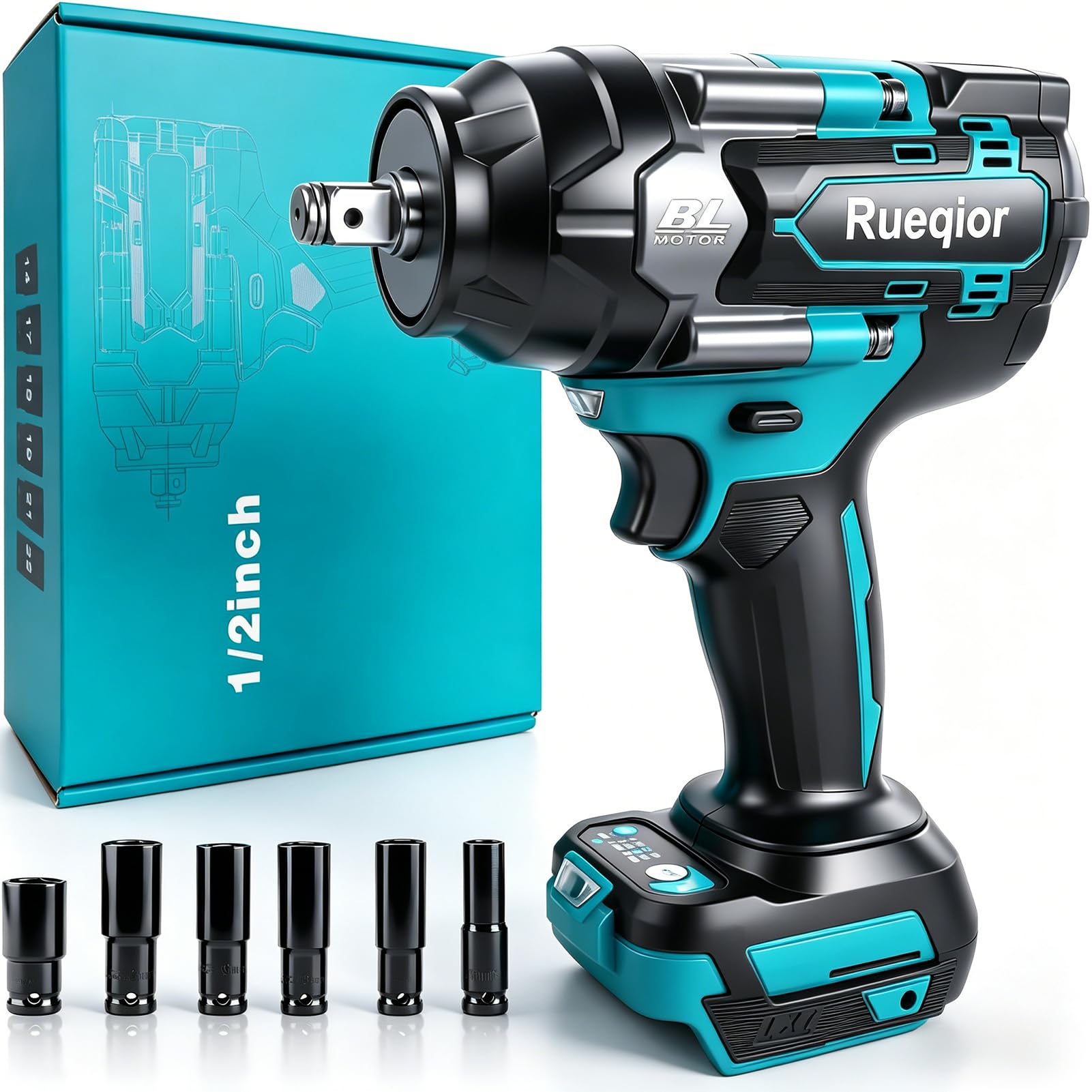 Cordless Impact Wrench 1/2 inch Compatible with Makita 18v Battery