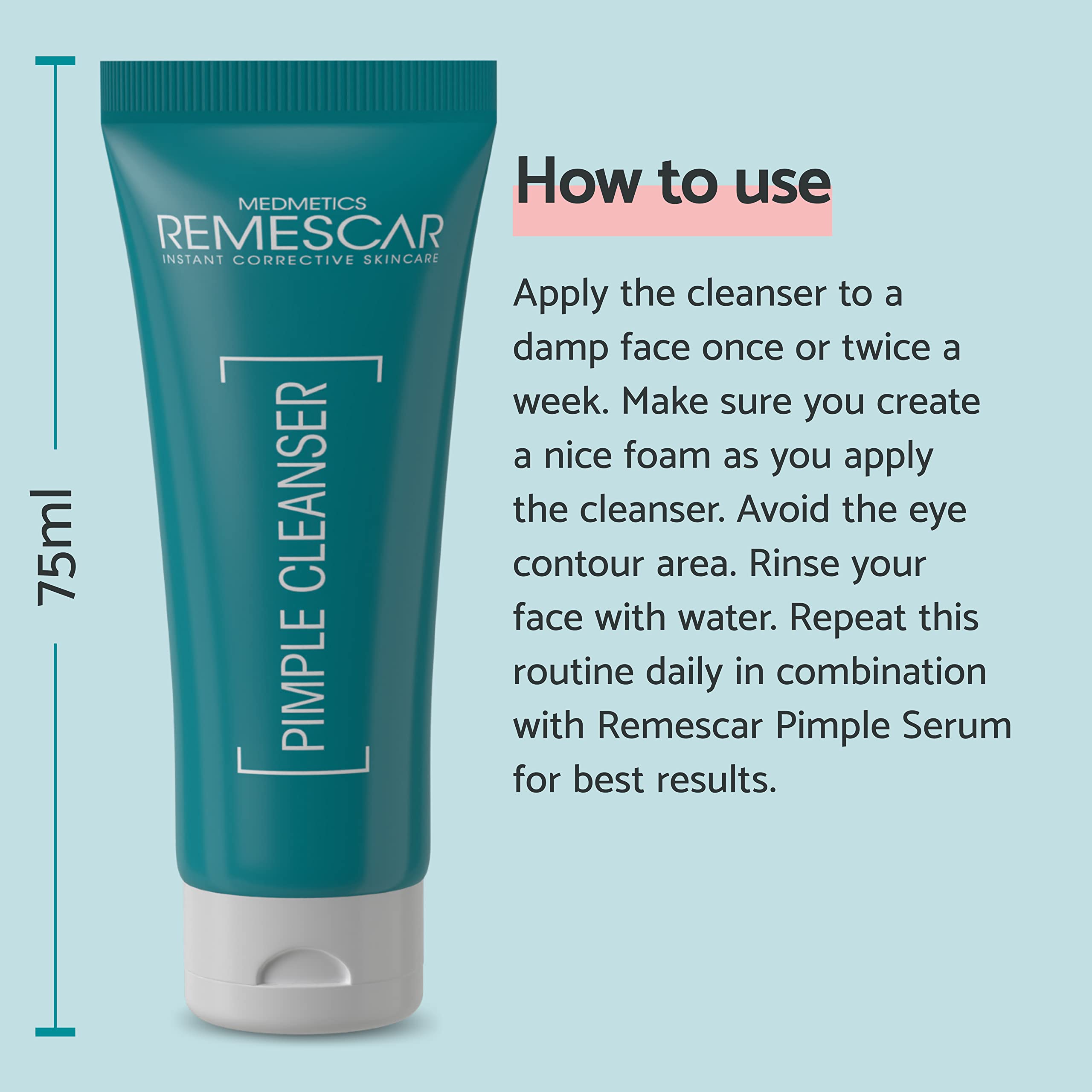 Remescar Pimple Cleanser 75ml, Deep Pore Purifying Face Wash, Reduces Spots - Image 3