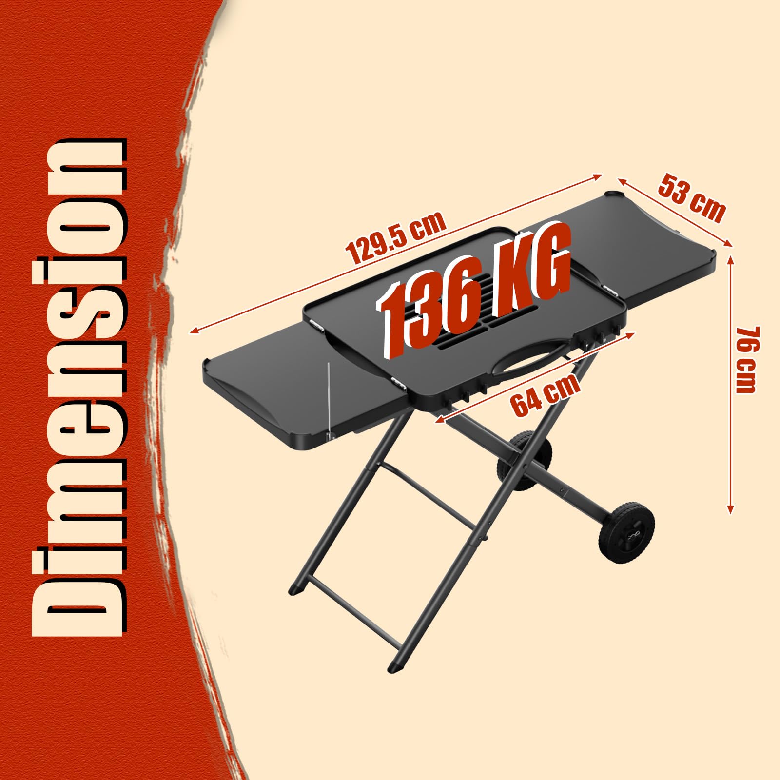 Denmay Carro de mesa para Weber Q100 Q200 Q300 Serie, Enders Urban, Nexgrill, Ninja Woodfire Grill, horno de pizza, Solo Stove, Burnhard Wayne, soporte de parrilla con ruedas para la mayoría de las