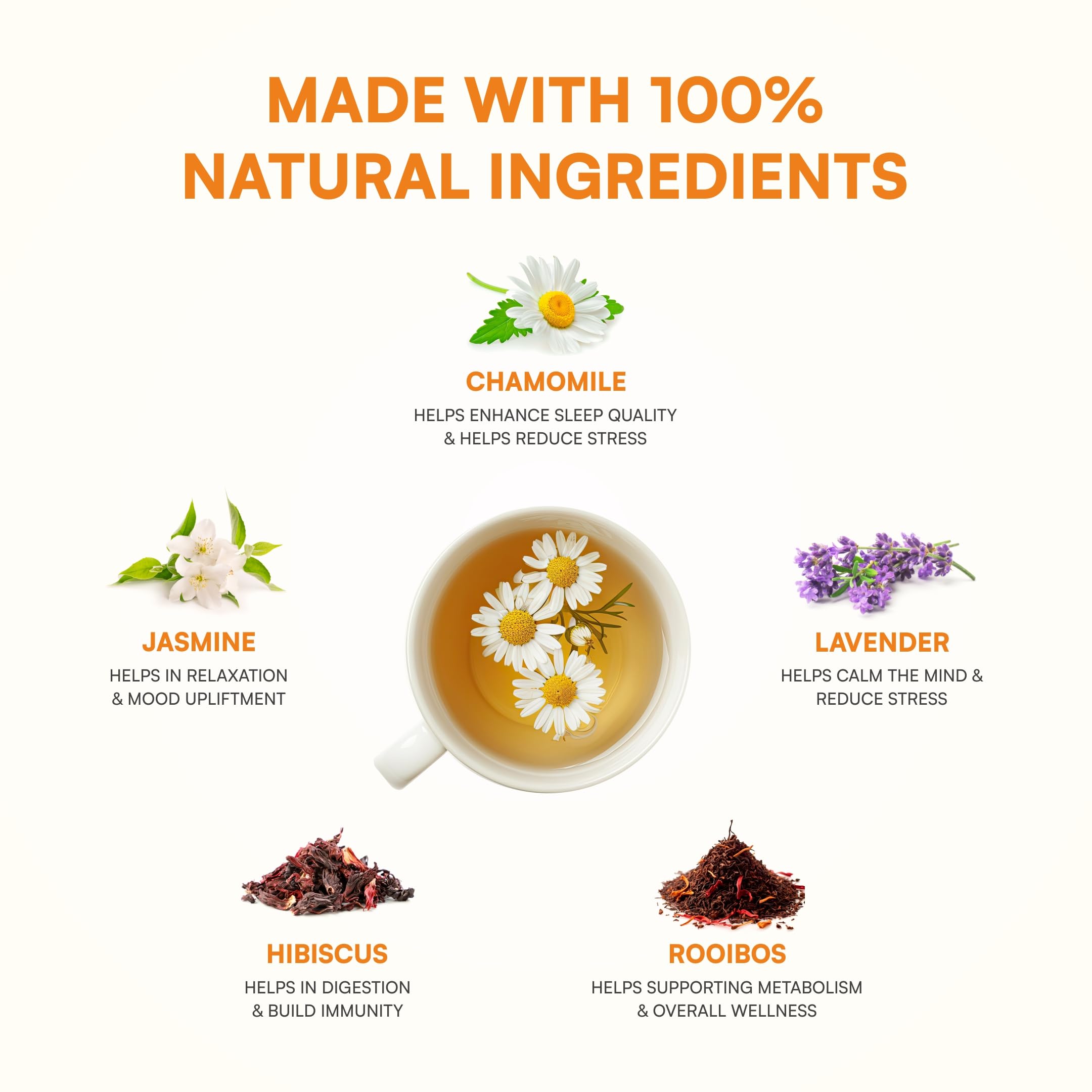 Fitelo Chamomile Deep Sleep Tea | 50 gm | Stress Relief & Relaxation | Premium Chamomile, Hibiscus & Lavender Blend | Caffeine-Free Herbal Tea - Image 3 thumbnail