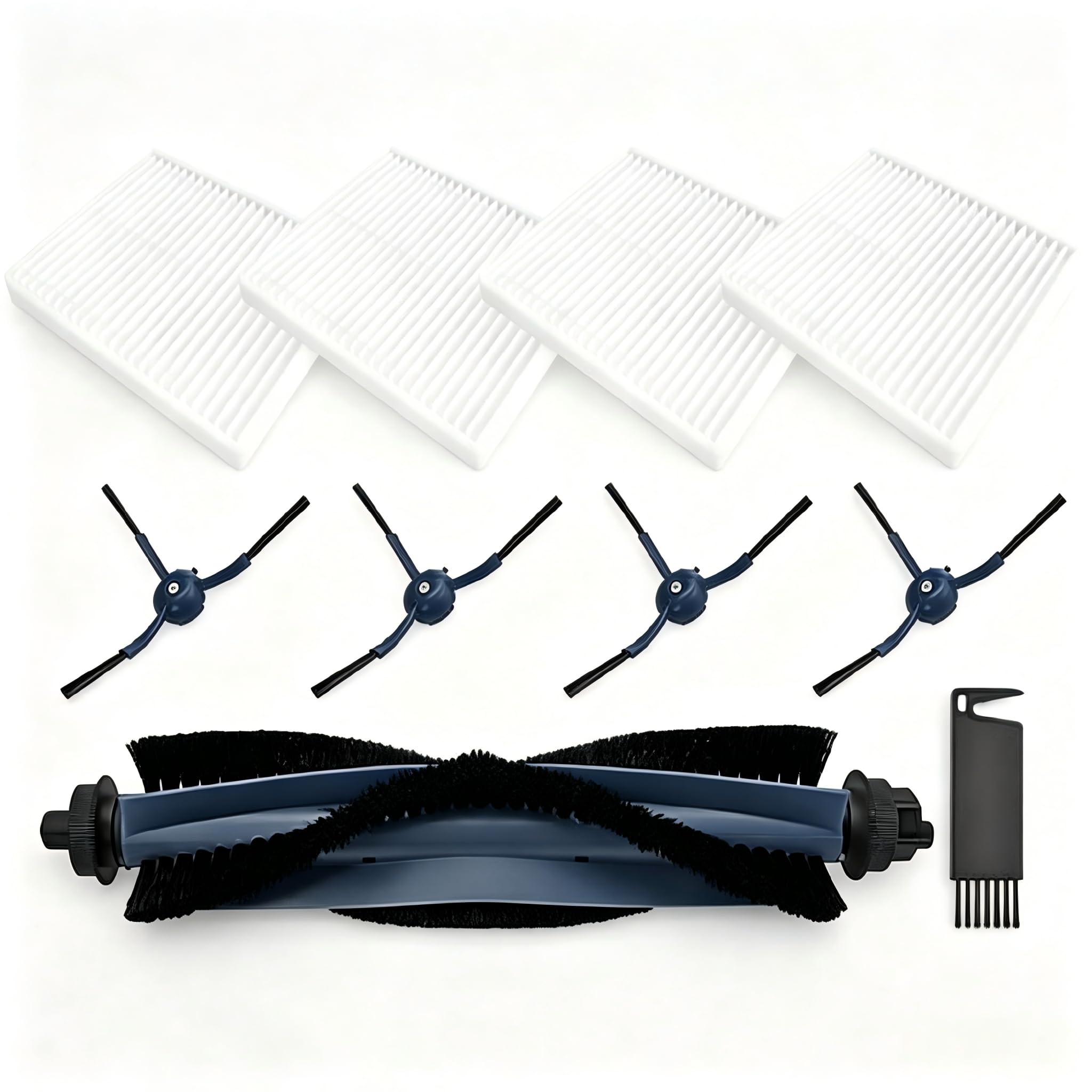 10 Pcs Robot Vacuum Accessories Kit for Eufy for G50, for L60 for Hybrid SES, Main Brush, Side Brushes, HEPA Filters, Cleaning Brush, Replacement Parts Set for Home Cleaning