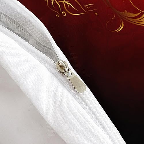 Miniatura 139 de AILONEN Juego de funda de edredón de rosa roja, tamaño King, juego de ropa de cama de delfín estrellado azul, funda de edredón romántica de San