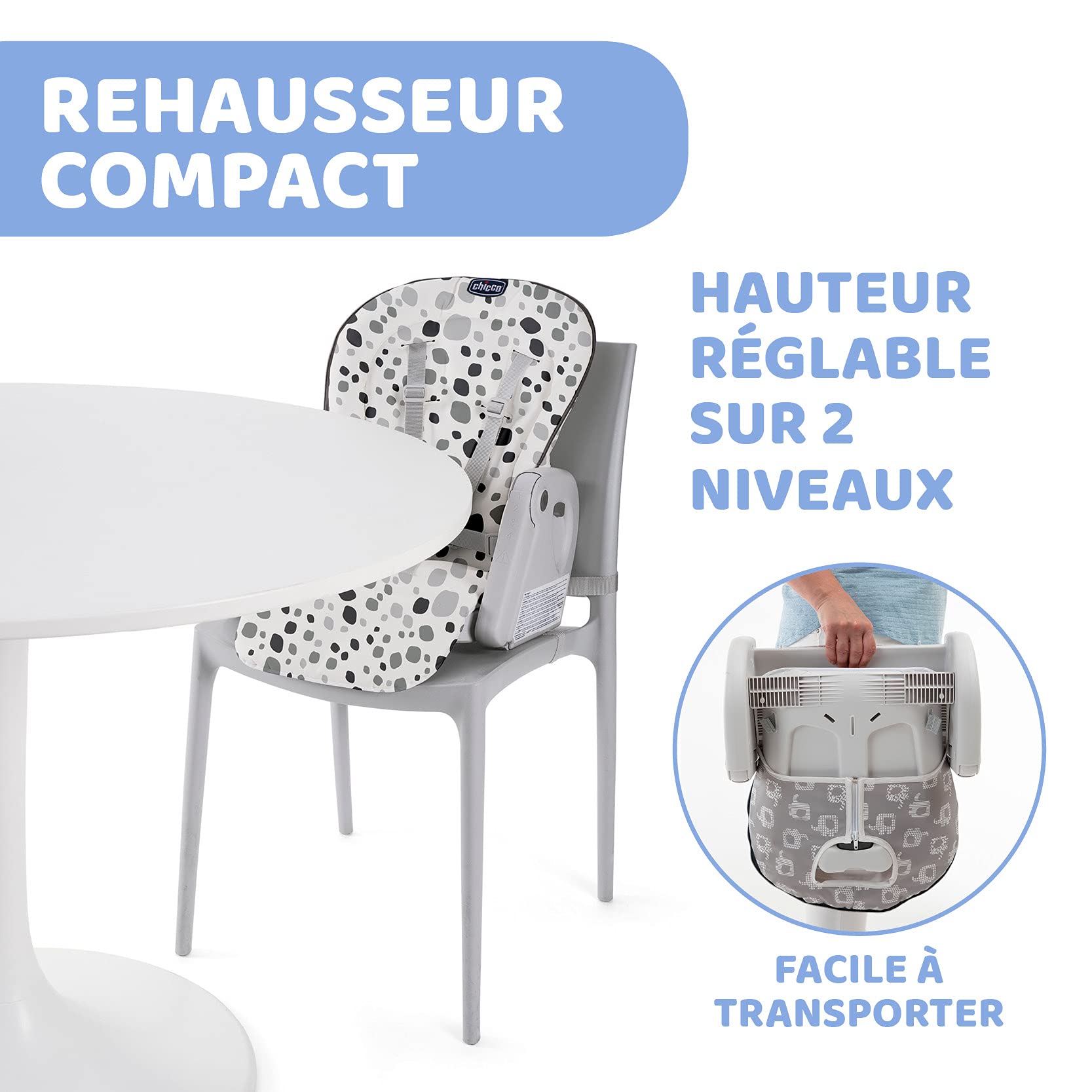 Chicco Polly Progres5 Chaise Haute Évolutive, Convertible en Transat et Rehausseur pour Bébé, Réglable de la Naissance à 3 ans (15 kg), avec 4 Roues, Fermeture Compacte - anthracite