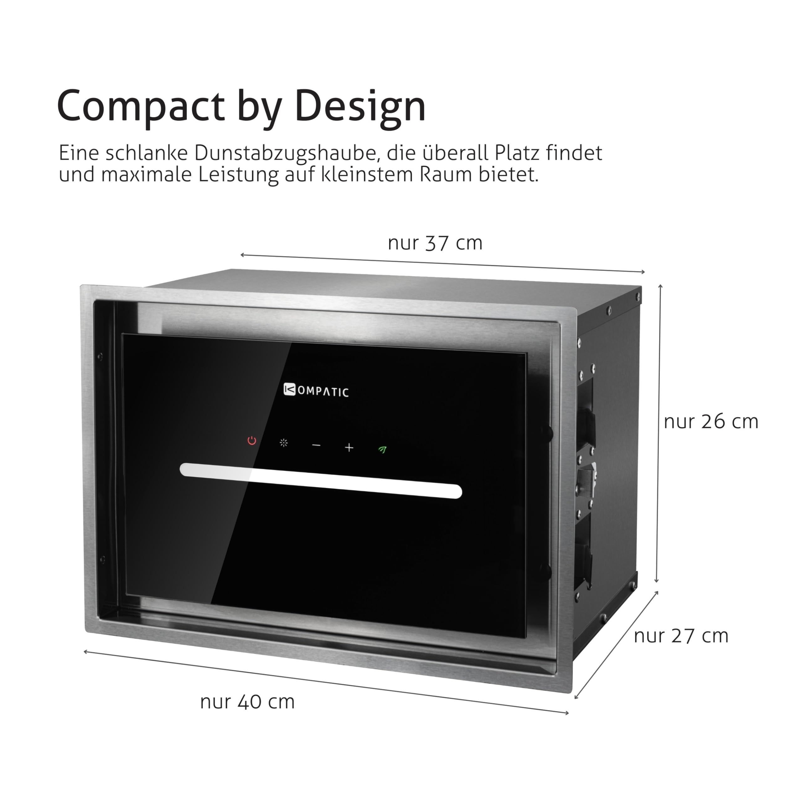 HANA 40 KPHN40BIS Einbau Dunstabzugshaube, A++, 40 cm, 450 m³/h, Gestensteuerung, Touch, Fernbedienung, Dimmbare LED, 3 Geschwindigkeiten + Boost