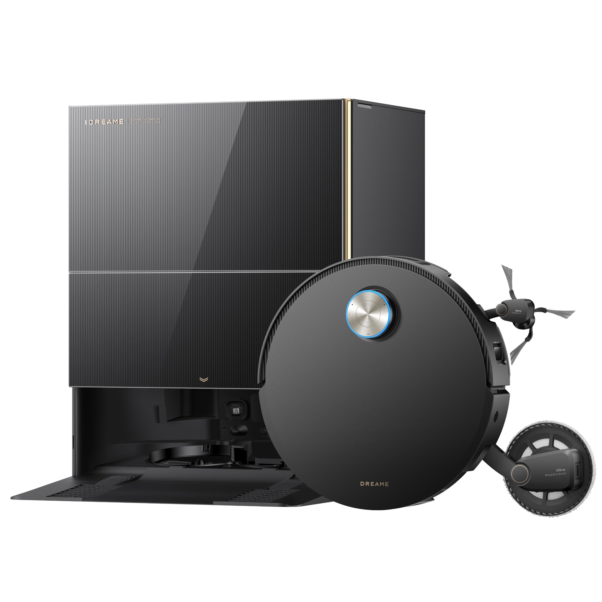 dreame X60 Pro Ultra Complete, Robot Aspirateur et Laveur, 42 000 Pa, UltraExtend à 2 Bras, 2 caméras IA, franchis. Obstacles 10 cm, vidage Auto., Nettoyage Auto. serpillière 100 °C et démêlage 100%