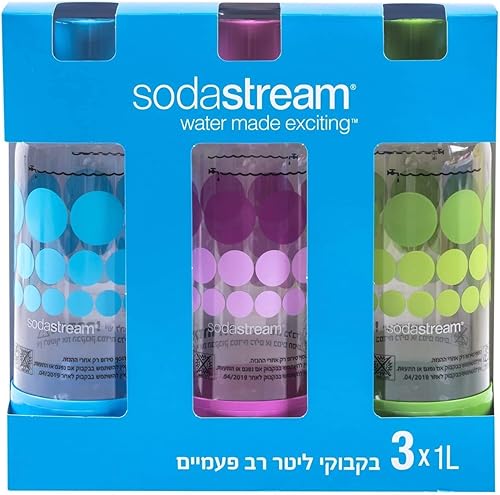 Original 3 botellas carbonatadas de 1 litro para Sodastream con duración de 2 años morada azul y verde Original 3 botellas carbonatadas de 1 litro para Sodastream con duración de 2 años morada azul y verde
