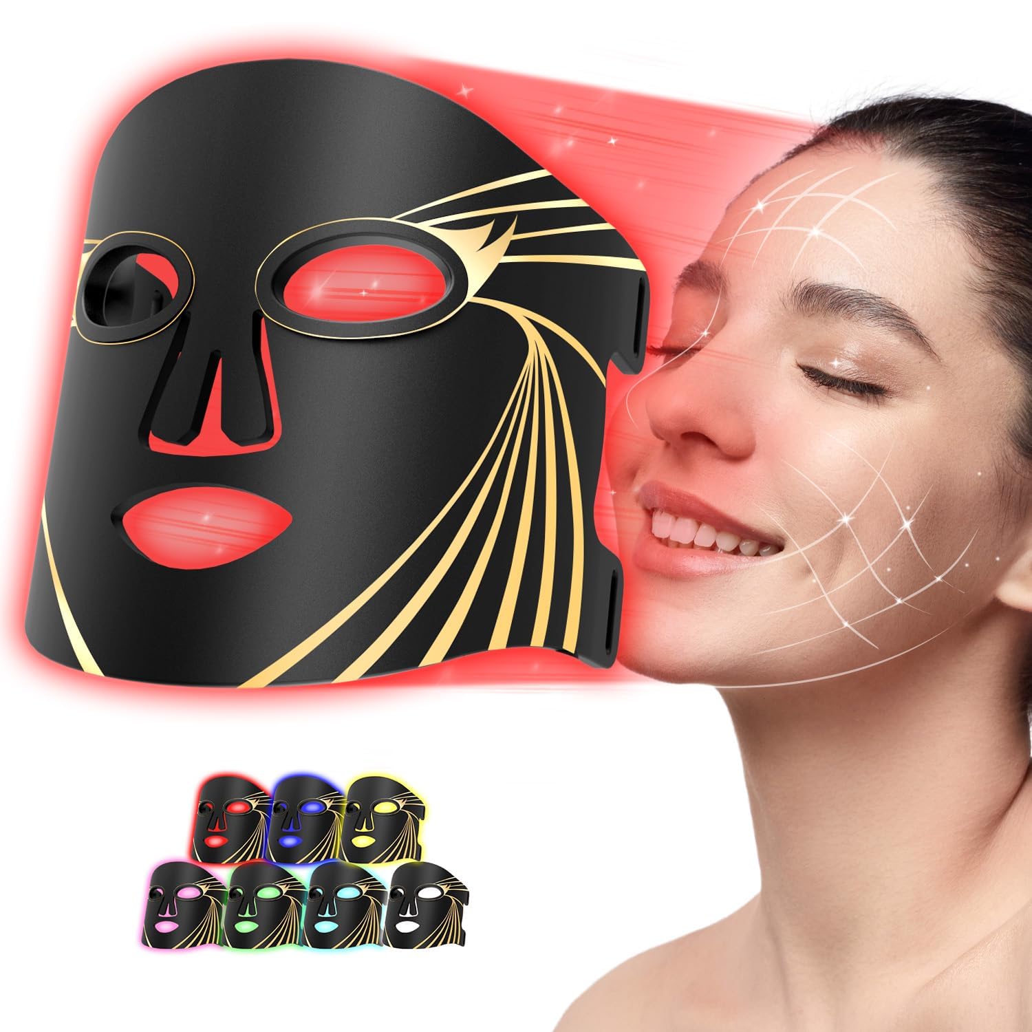 LED Therapy Mask Red Light Therapy for Face LED Face Mask Light Therapy Rechargeable Remote Control Silicone