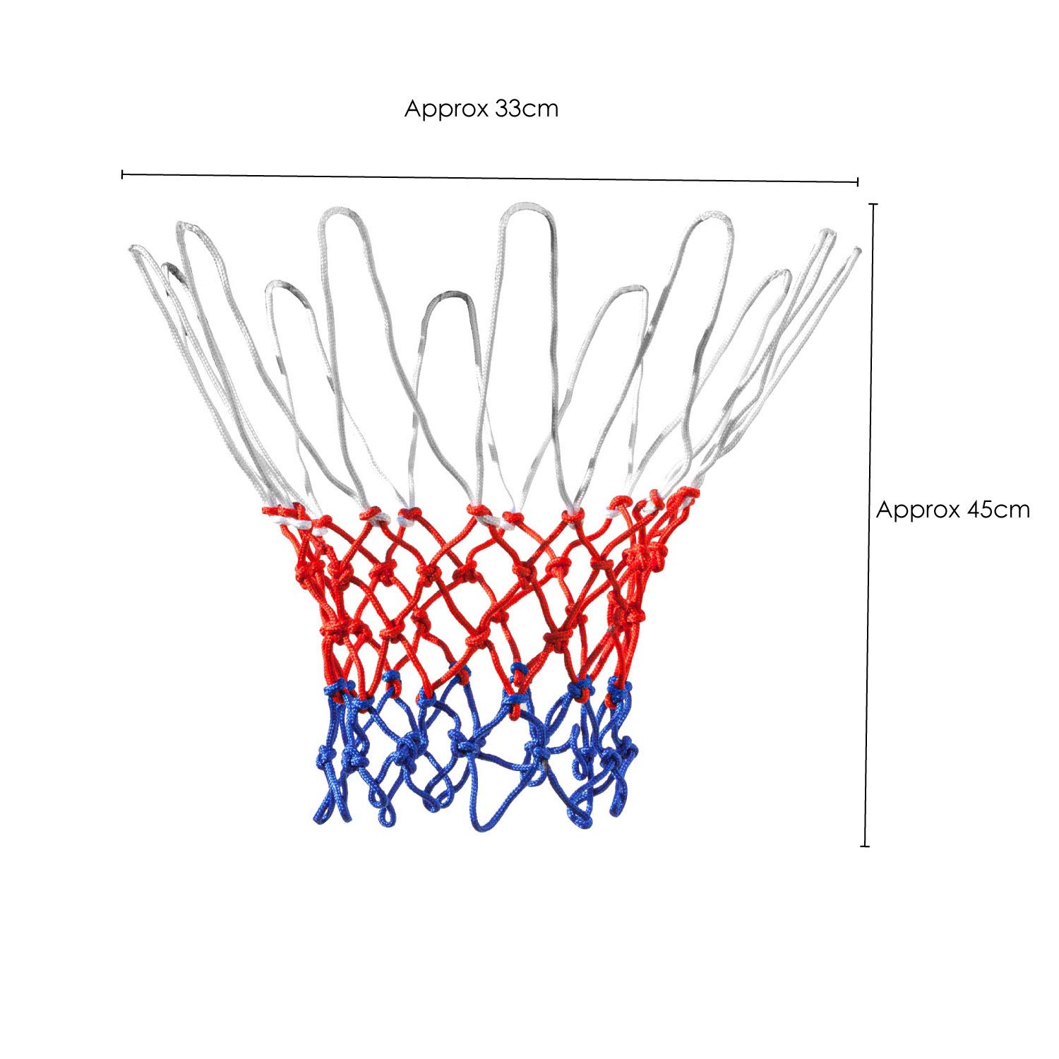 TRIXES 2PC Pack Basketball Net, Sports Equipment for Home, Red, White & Blue Nylon, 12 Loop for Indoors and Outdoors Garden - Image 2