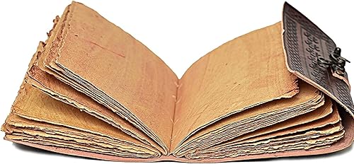 Miniatura 10 de Diario de piel vintage con 3 lunas de lapiz azul en relieve, 240 páginas de papel antiguo hecho a mano con borde de Deckle vintage, cuaderno de