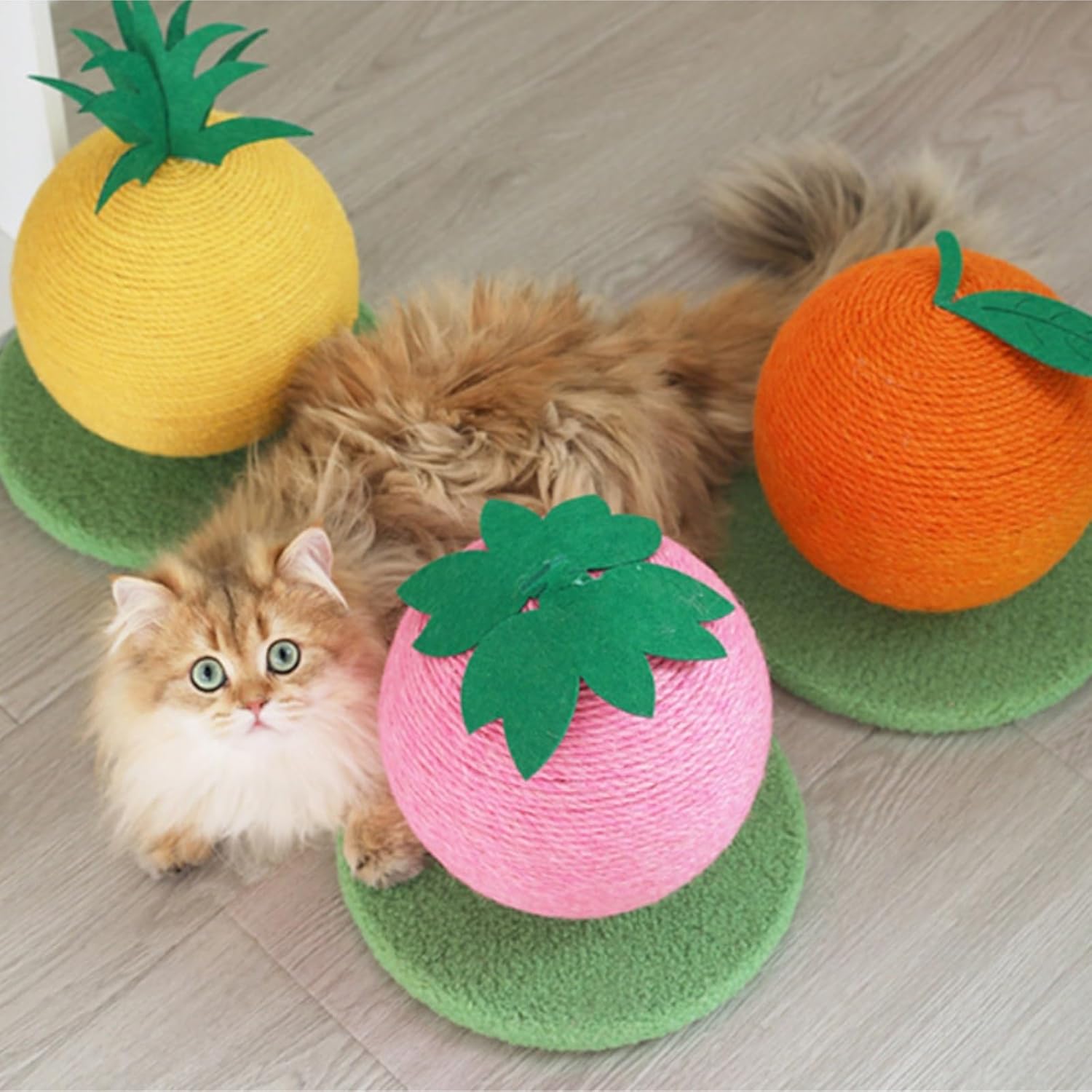 スクラッチパッド 猫 スクラッチポスト フルーツ型 猫スクラッチャー 縦型 猫スクラッチポスト 屋内用 猫 スクラッチ ボール 猫