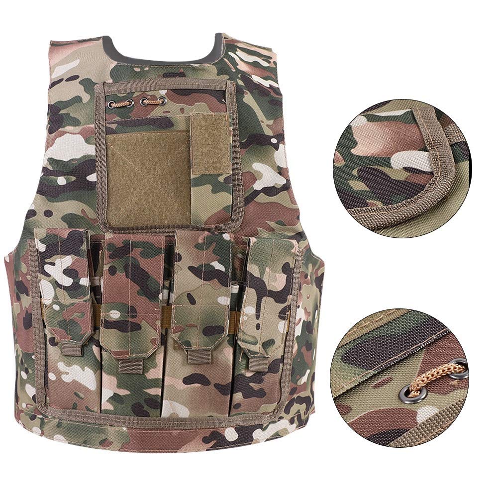 Alomejor Army Multi Terrain Camouflage Vest Camo Combat Vest para niños Juegos al aire (CP Camouflage)