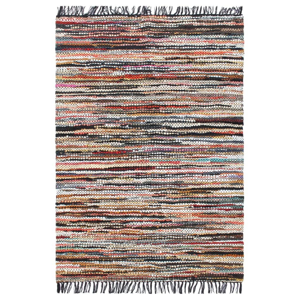 Hand-woven Chindi Rug Leather 160x230 cm Multicolour with Product Colour: MultiProduct Colour with Material: Leather