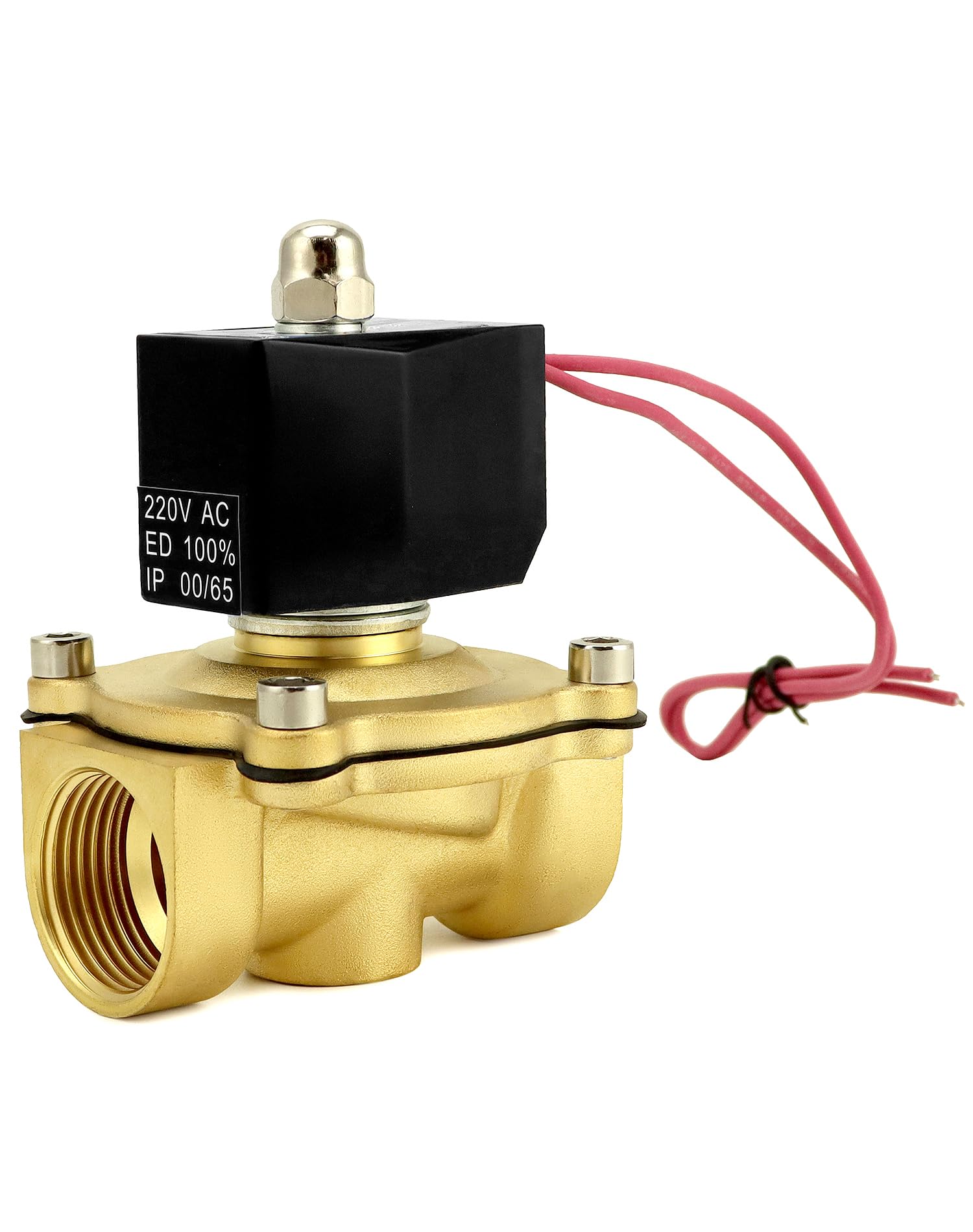 QWORK® Elettrovalvola 220V, 1''G, ottone, per acqua aria gasolio, DN25
