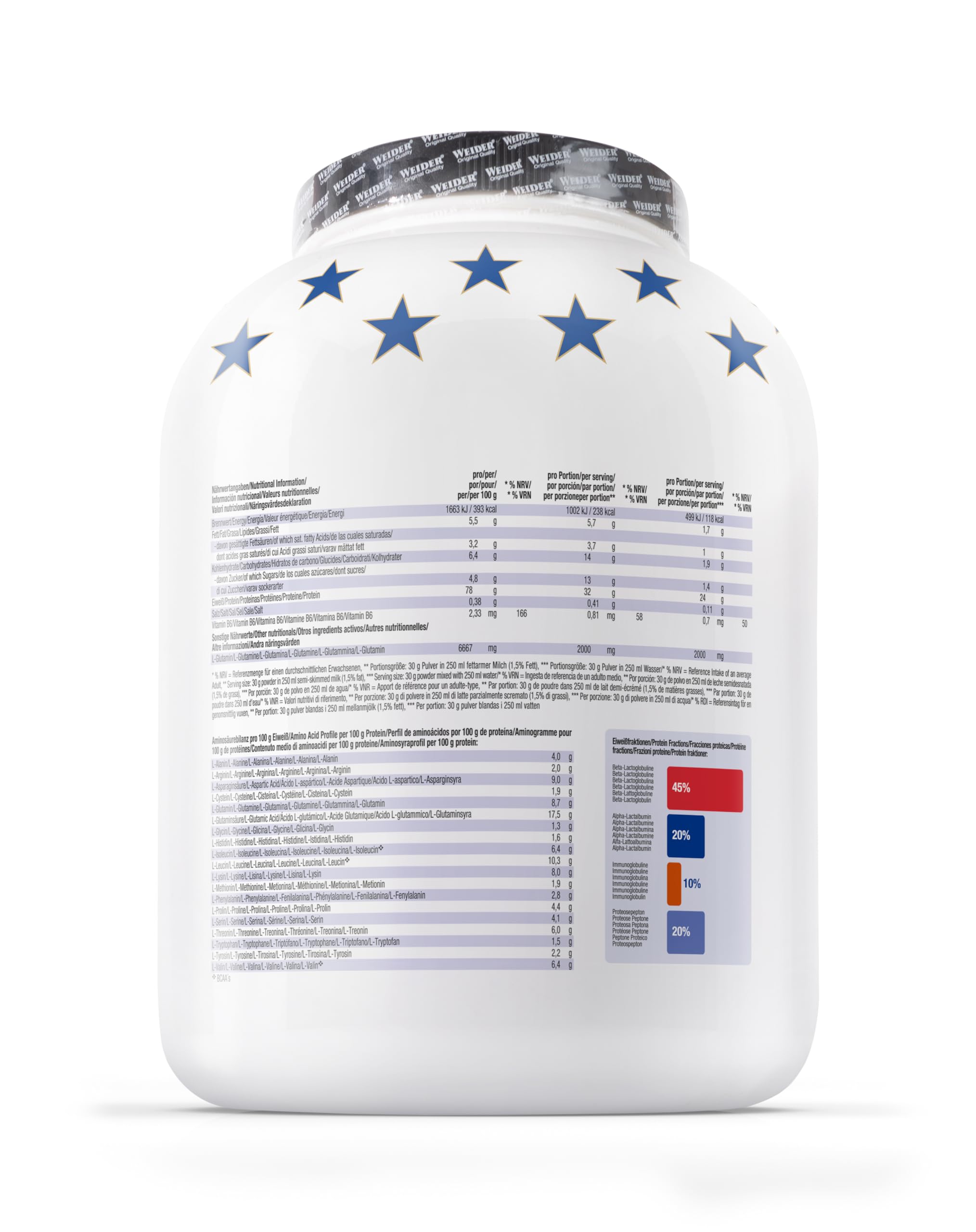 Weider Premium Whey Protein Powder, 2,3kg, Torrone al Cioccolato | Alto Contenuto Proteico, Basso Carboidrati e Grassi, Con L-Glutammina e Vitamina B6
