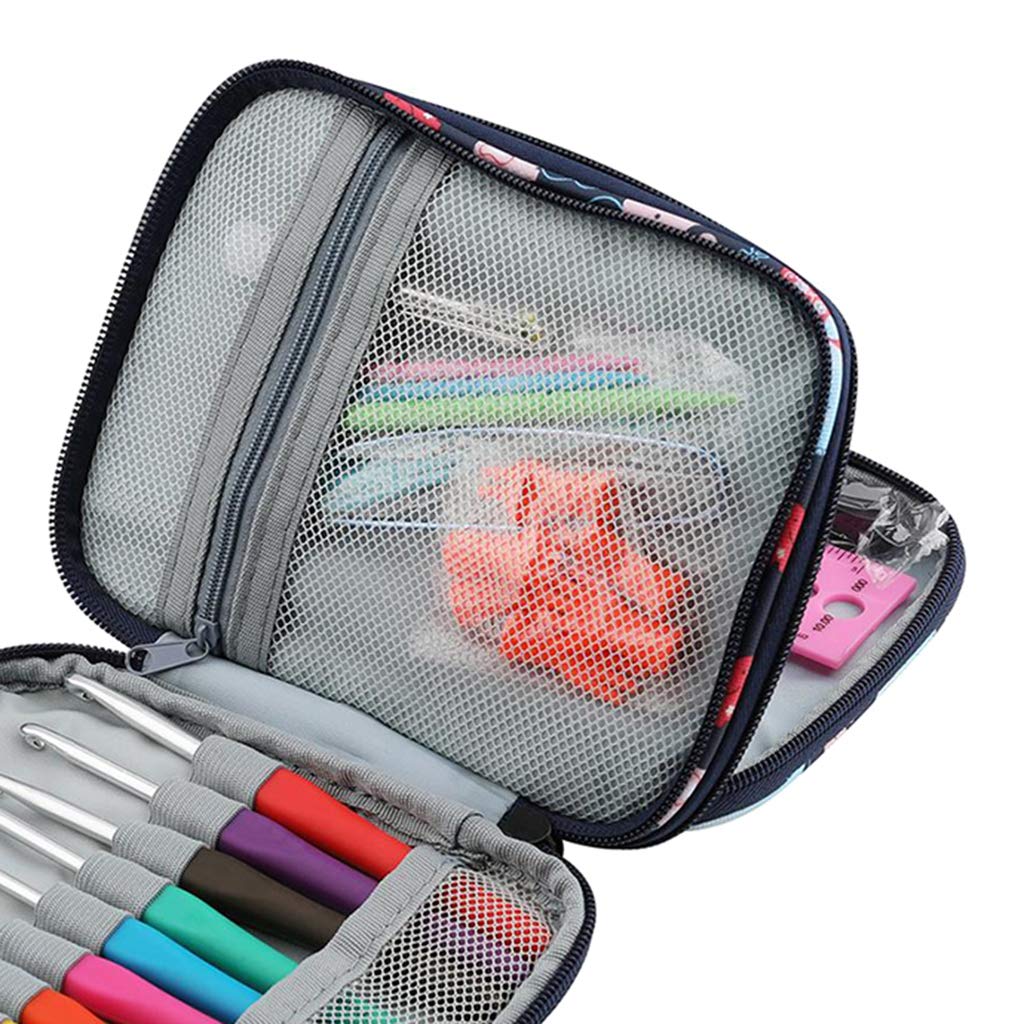 Tityvirnix 2 zestaw 110 szt. ergonomicznych haczyków szydełkowych zestaw drutów do robienia na drutach organizer na zamek błyskawiczny z etui