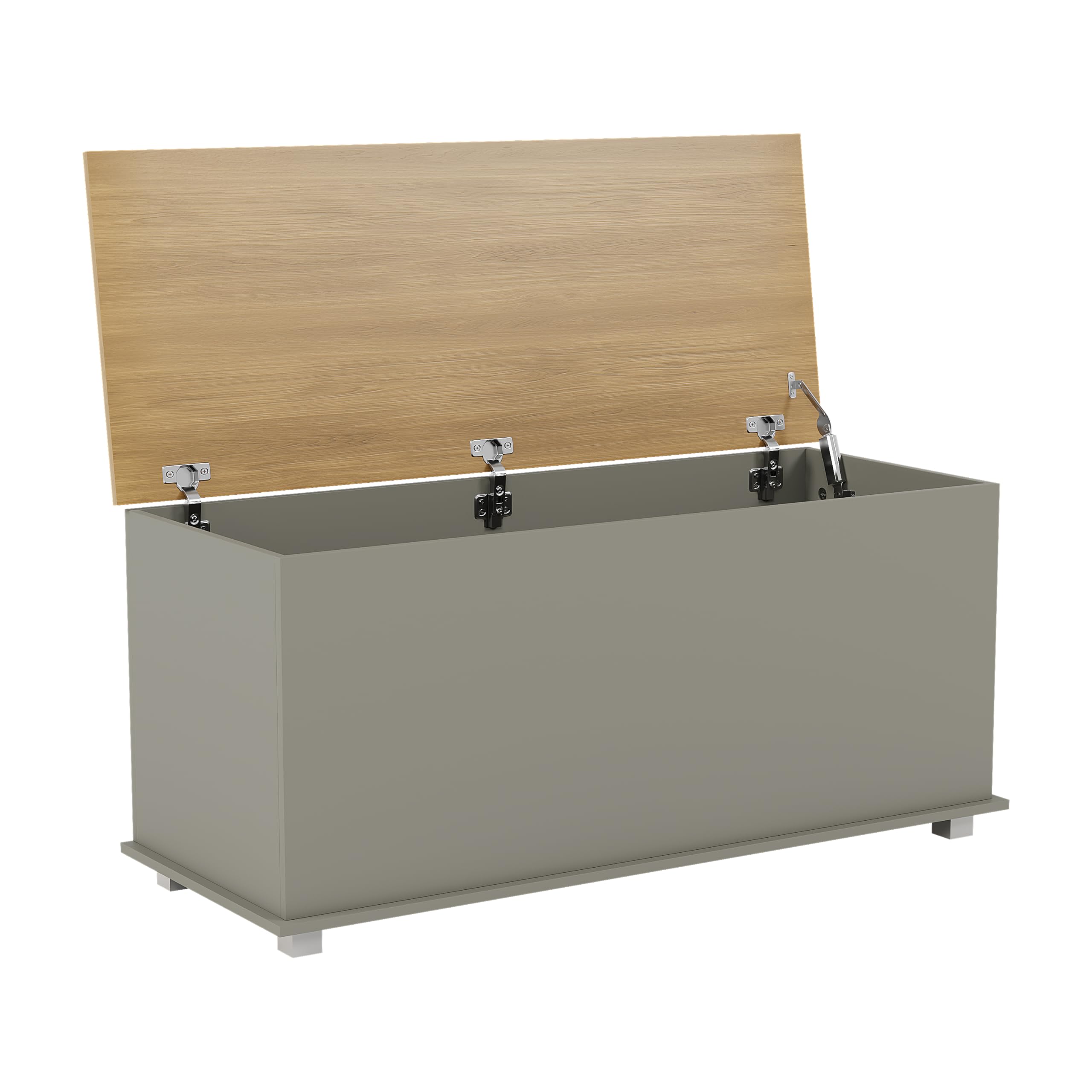 Vida Designs Otomana Arlington Storage, cómoda de madera con tapa, asiento, taburete, banco con ventana, mantas, ropa de cama, caja de juguetes, reposapiés, gris