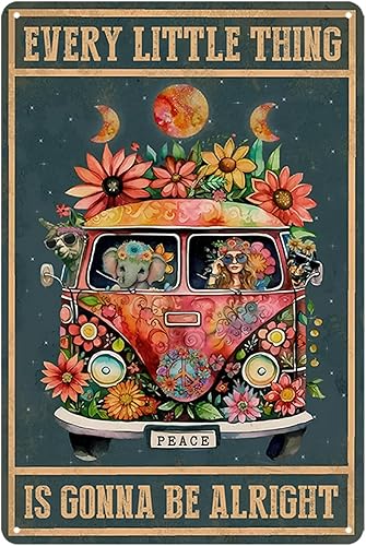 Póster vintage de pared de habitación hippie retro de metal, carteles artísticos para decoración de pared, divertidos y geniales letreros de