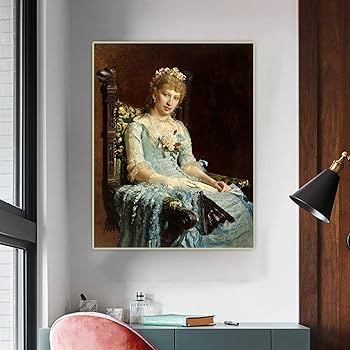 ヴィンテージ 女性肖像画 オーバル額装 絵画 インテリアアート 中古 Amazon｜レトロな女性の肖像画のキャンバスの絵画の複製古典的な