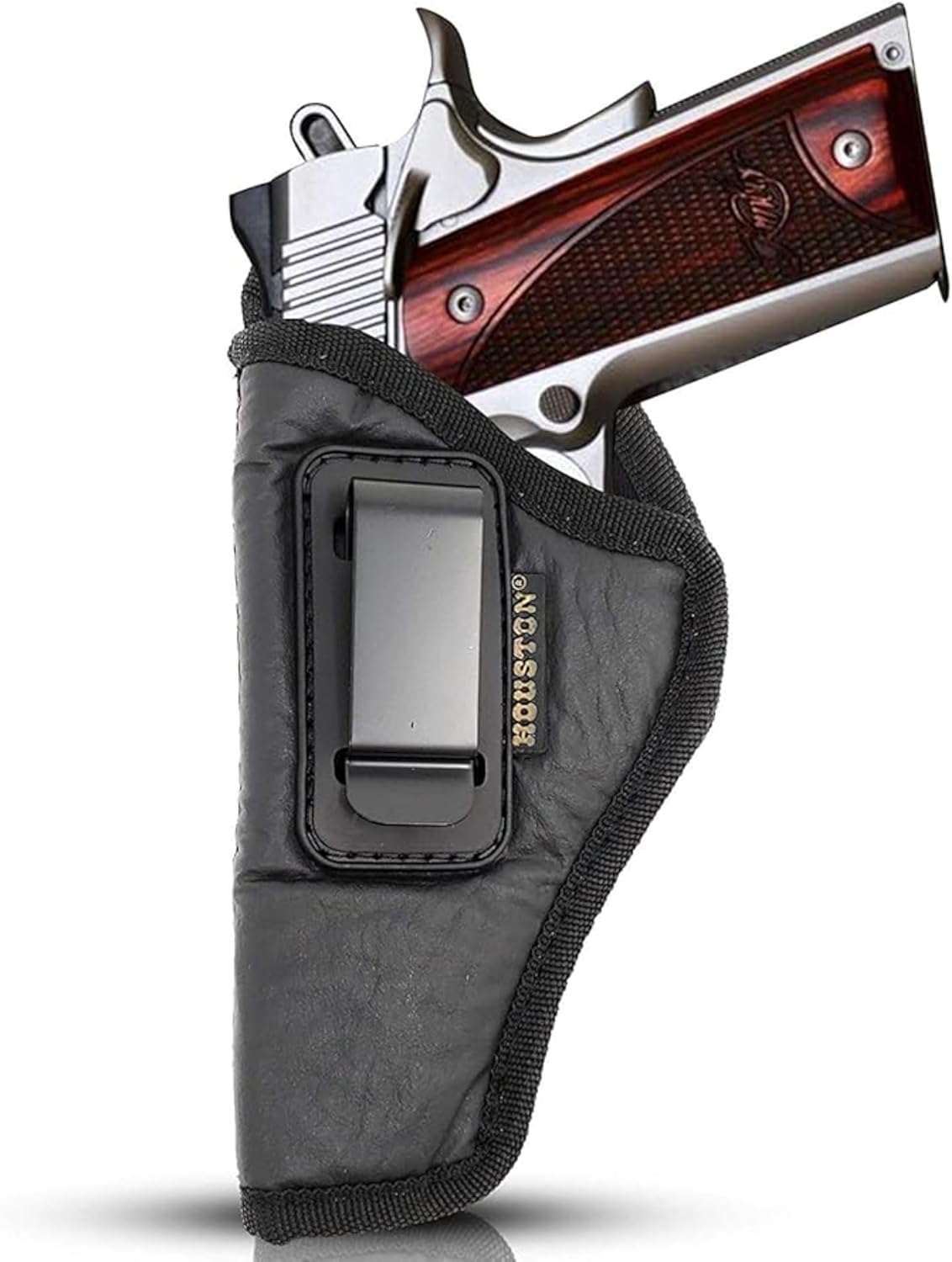 Houston Gun Holsters IWB Gun Holster – ECO Leather Concealed Carry Holster with Suede Interior – Fits 1911 5" Models, Browning HP 9mm, Colt Commander, Ruger SR1911, Kimber 1911, SIG 1911