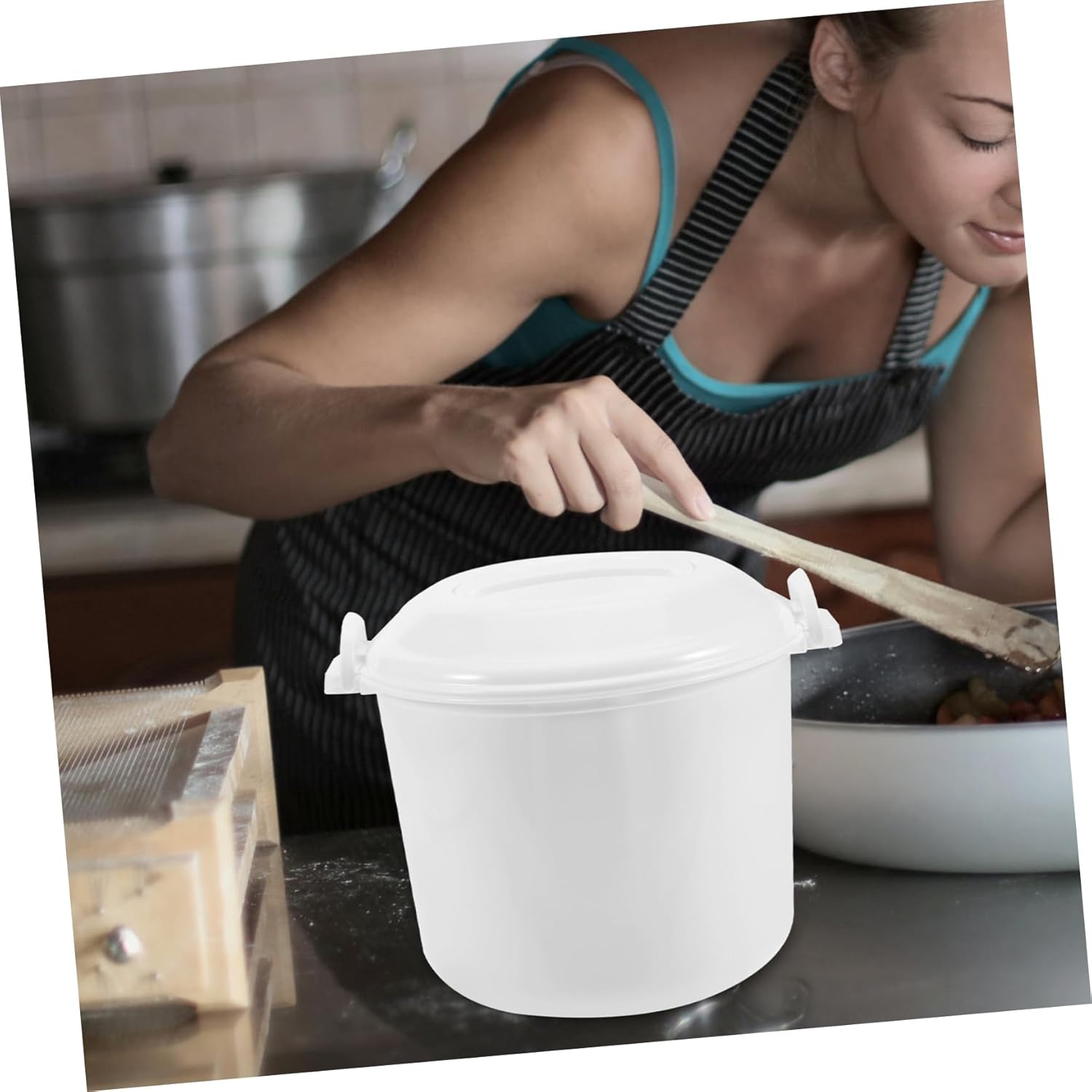 VOSAREA 1Set Microwave Rice Cooker Reusable Rice with Lid Versatile Microwave Cookware for Steaming and Meal Prep Lightweight and Food Box