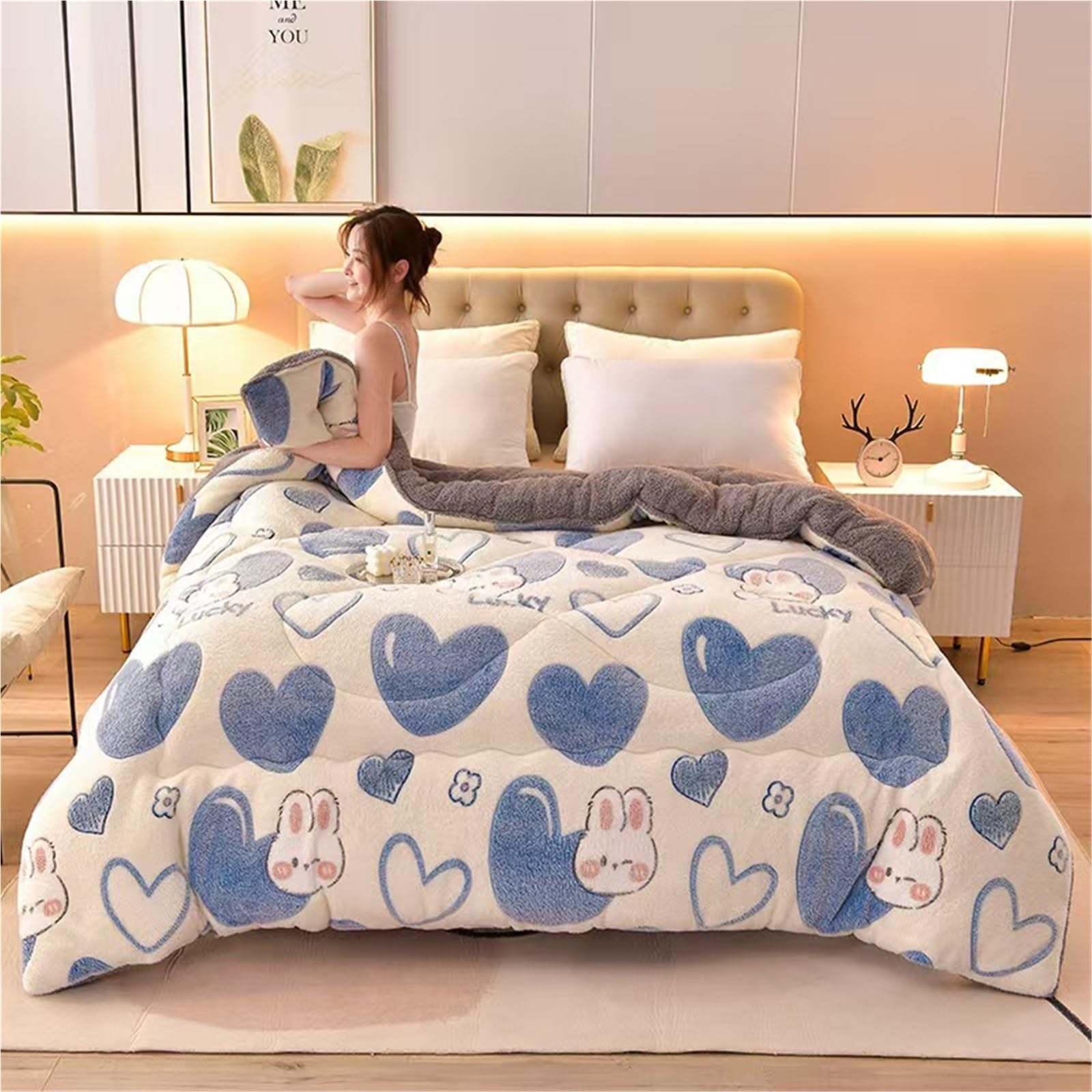 LLiuvcc Super Warm Thickened Lamb Quilt Winter Blanket，Breathable Fluffy Plush Double Sided Velvet Blanket for Home Bedroom(Color9,150x200cm(3.5KG))