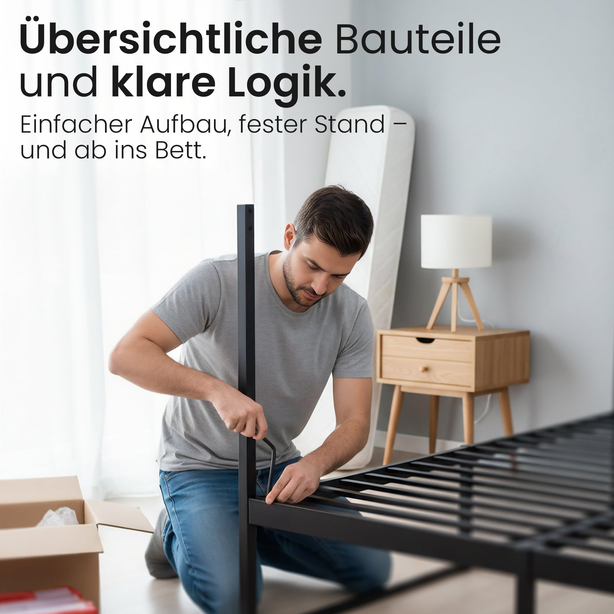 CLP Himmelbett Gestell Batoni, Doppelbett für Erwachsene, Bettgestell und Lattenrost aus Metall, Metallbett stabil, Größe:180 x 200 cm