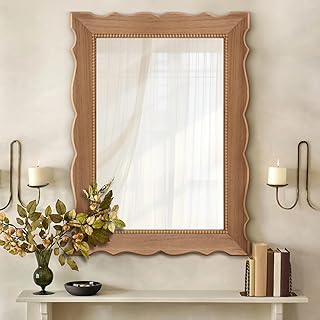 Besdomus Rustic Wooden Framed Mirror: 32" x 24" Wood Bathroom Mirrors for Wall Mounted - Vertical or Horizontal Hanging for Bathroom/Vanity/Entryway - Ideal for Farmhouse Style Lovers