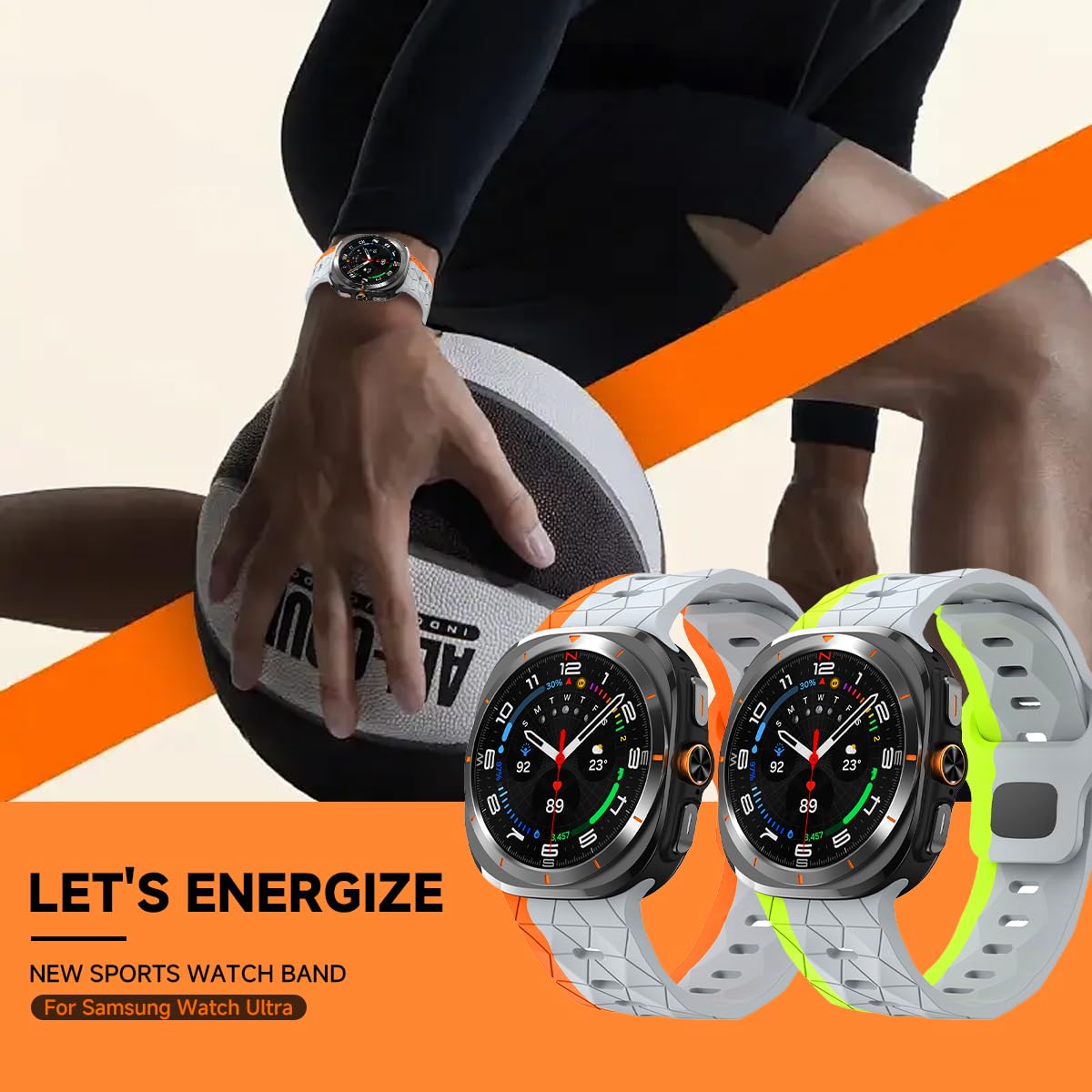 JDIME Cinturini traspiranti compatibili con Galaxy Watch 7 Ultra Band 47mm Cinturino sportivo in silicone per cinturini Galaxy Watch Ultra da uomo e da donna