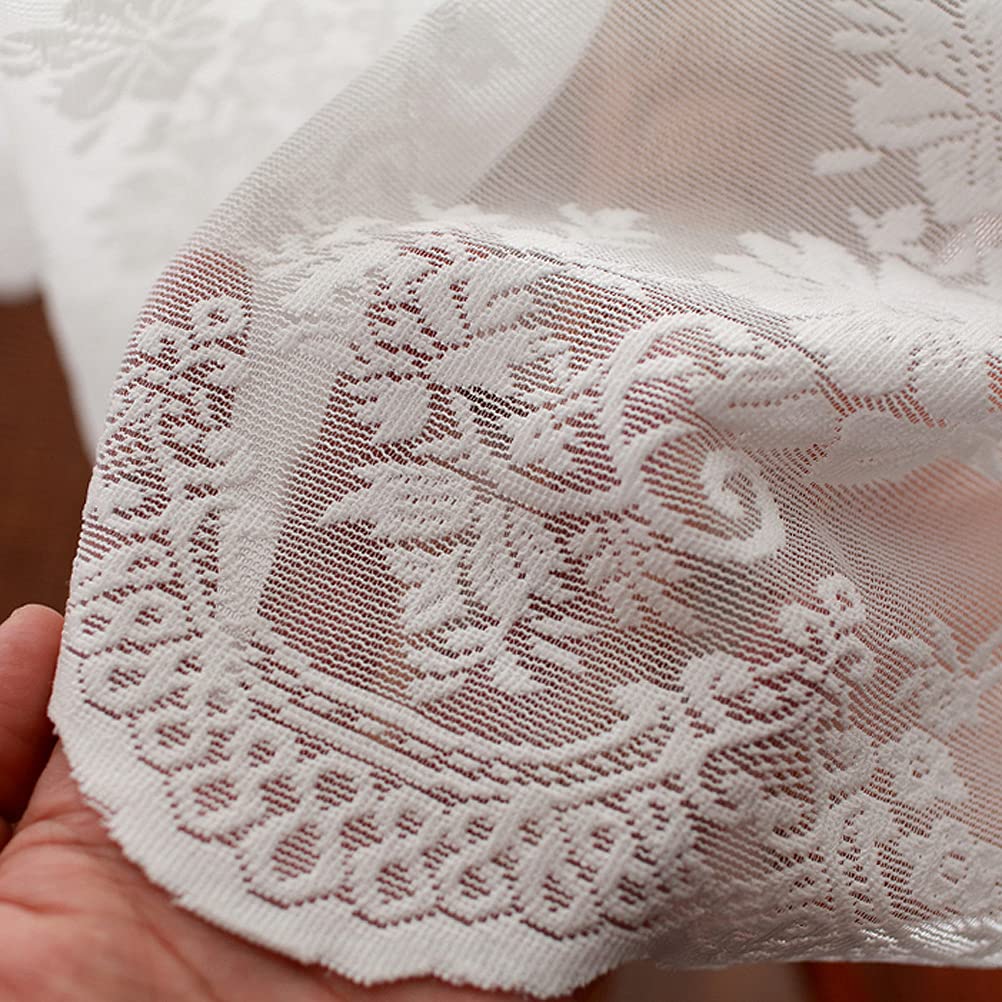 Tende corte, tende a mantovane, tenda corta in pizzo floreale con ricamo bianco, tenda romantica con asta a rete da caffè, piccola tenda for finestra da cucina e bagno(W x H 400x50cm)