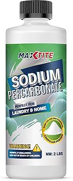 MAXTITE Sodium Percarbonate 2 lbs - 100% Pure - Solid Hydrogen Peroxide/Oxygen Bleach - Multi-Use Cleaner for Home & Laundry - HDPE container w/Resealable Child Resistant Cap
